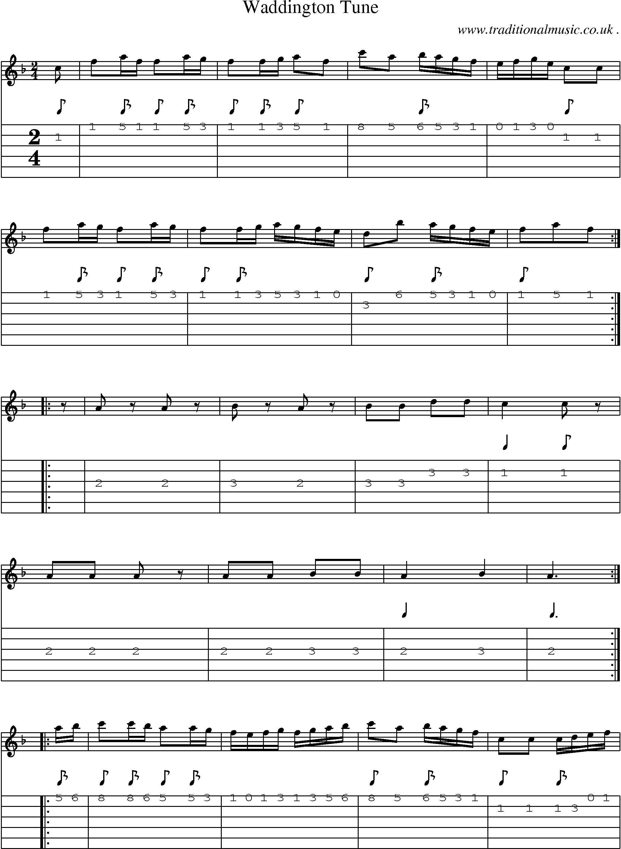 Sheet-Music and Guitar Tabs for Waddington Tune