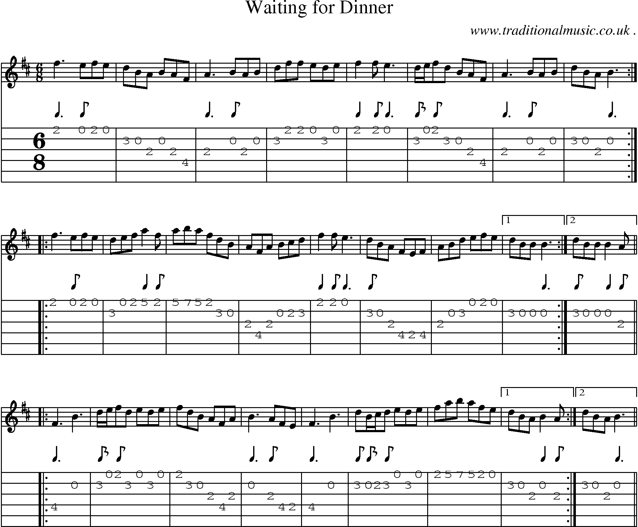 Sheet-Music and Guitar Tabs for Waiting For Dinner