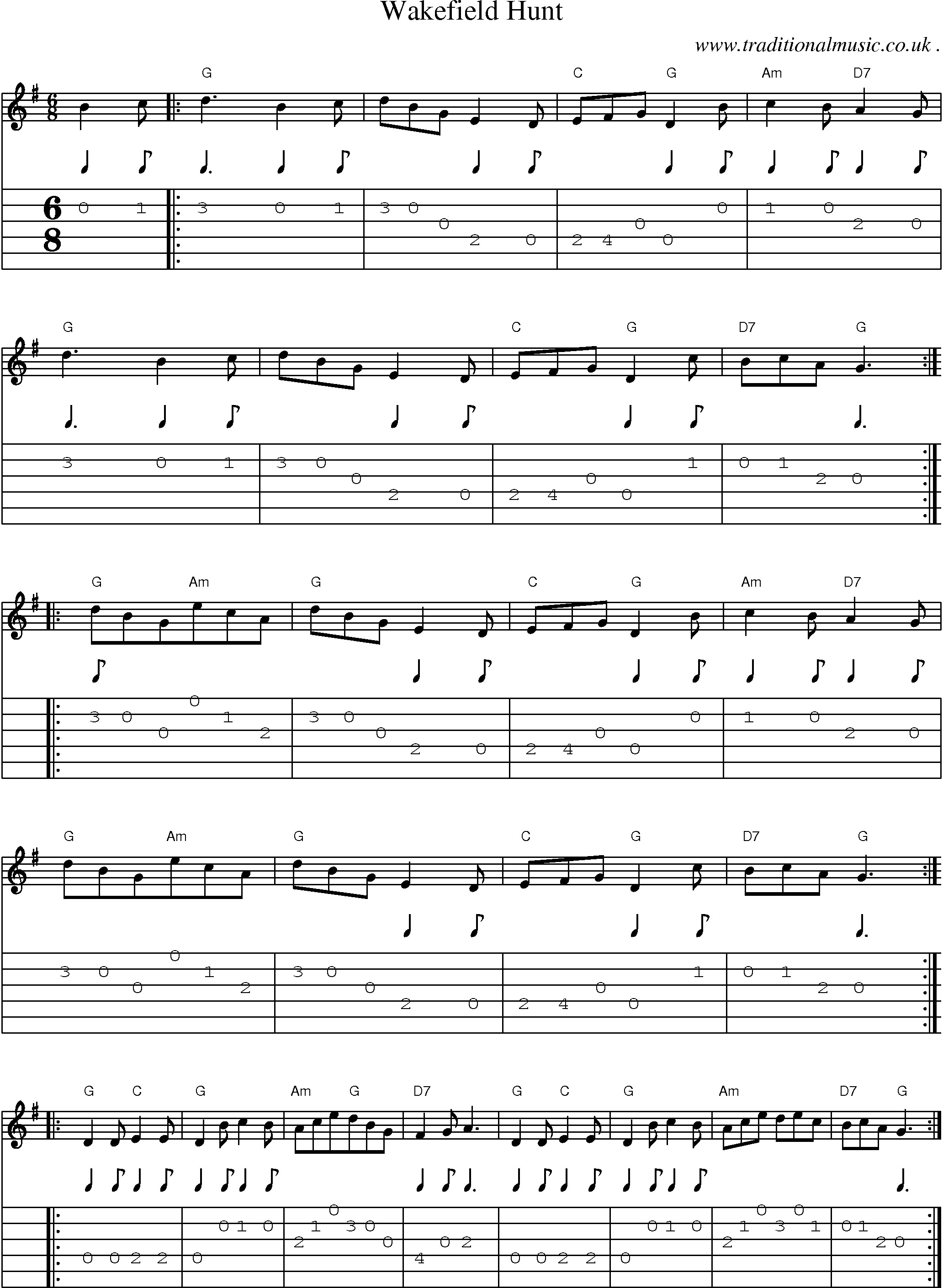 Sheet-Music and Guitar Tabs for Wakefield Hunt
