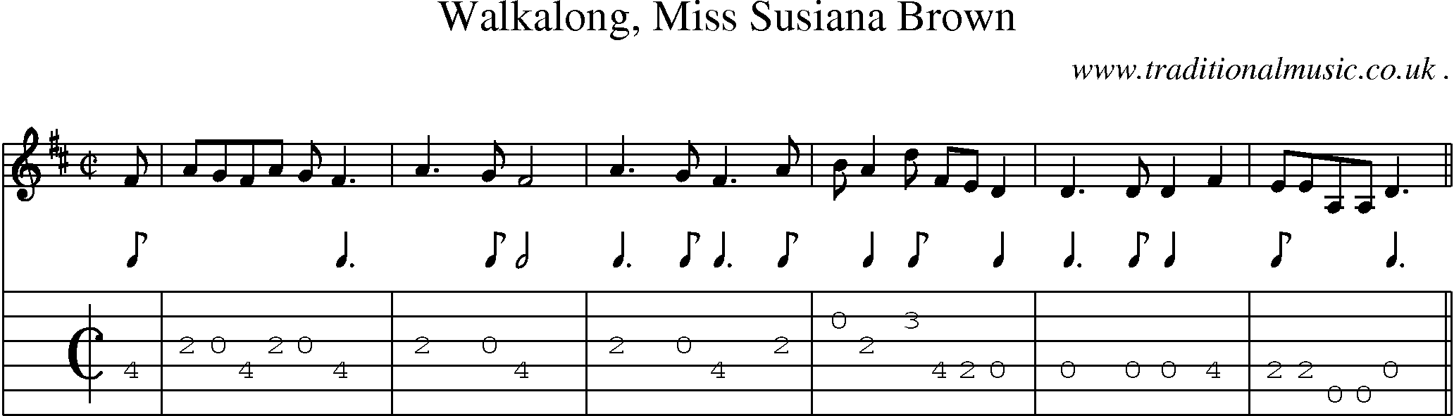 Sheet-Music and Guitar Tabs for Walkalong Miss Susiana Brown