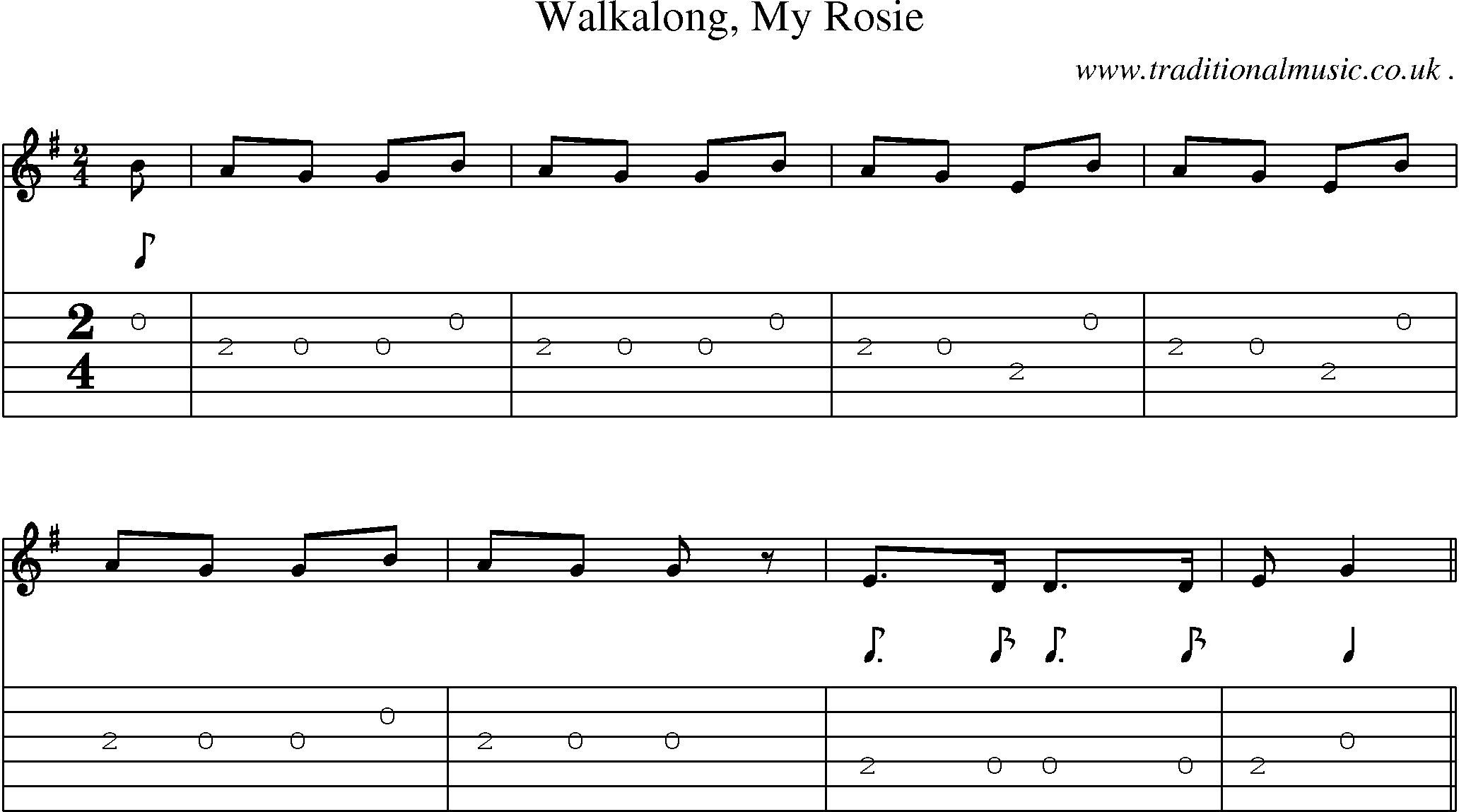 Sheet-Music and Guitar Tabs for Walkalong My Rosie
