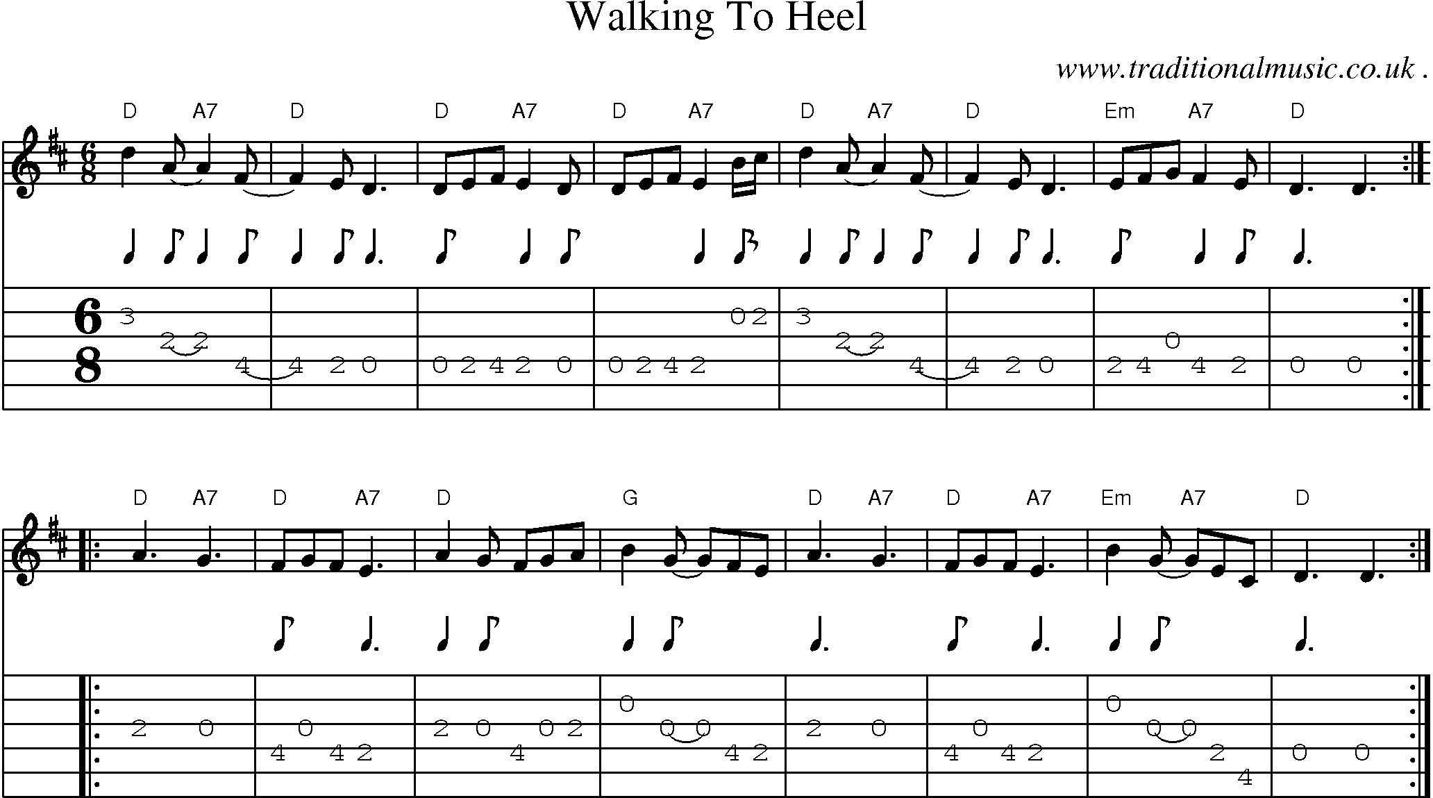 Sheet-Music and Guitar Tabs for Walking To Heel