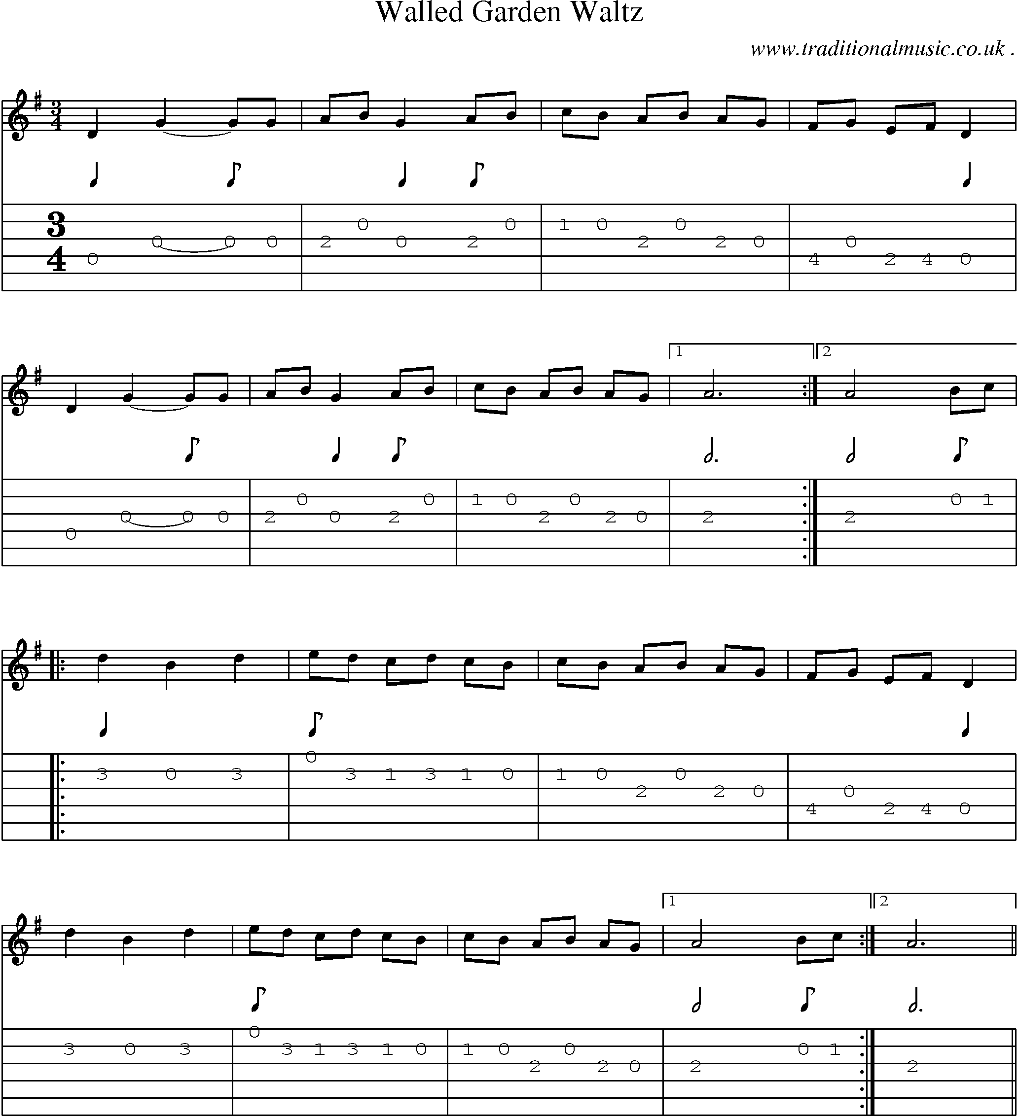 Sheet-Music and Guitar Tabs for Walled Garden Waltz