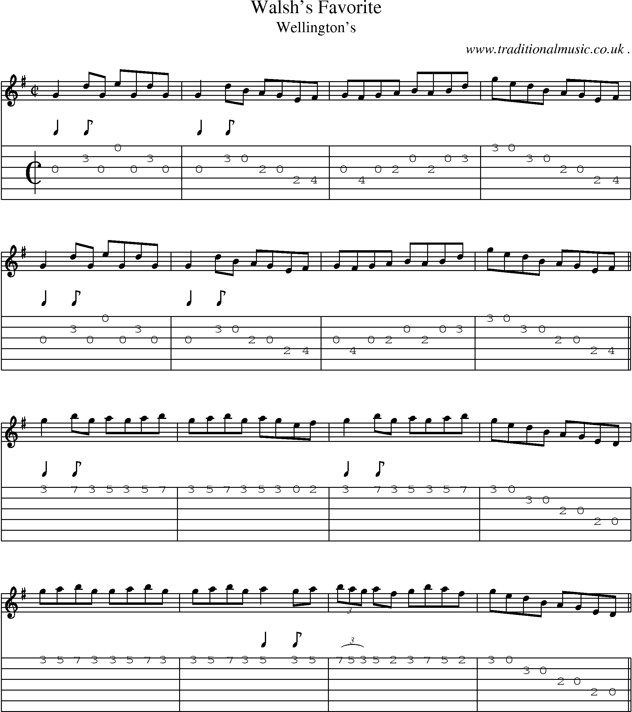 Sheet-Music and Guitar Tabs for Walshs Favorite