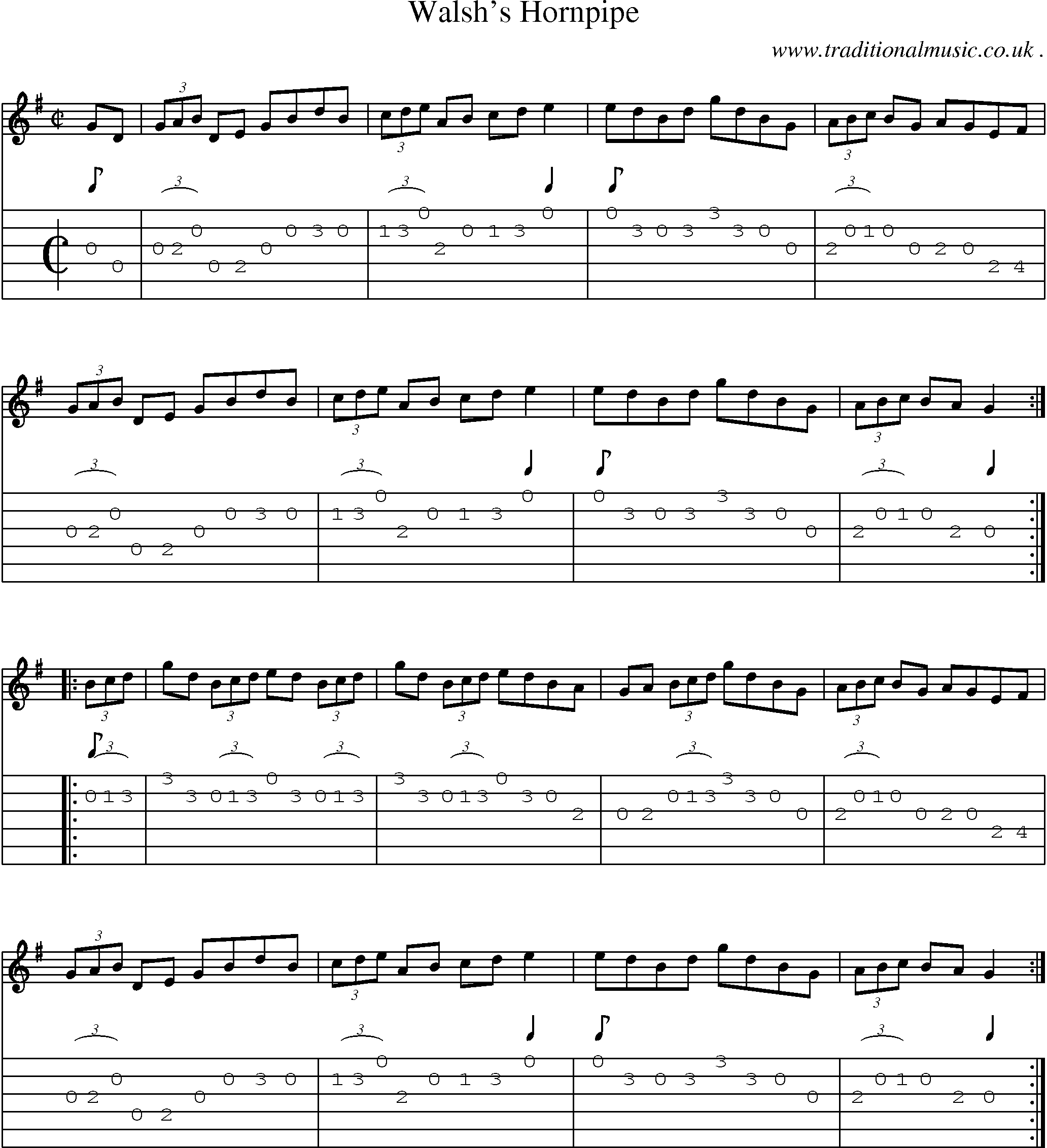 Sheet-Music and Guitar Tabs for Walshs Hornpipe
