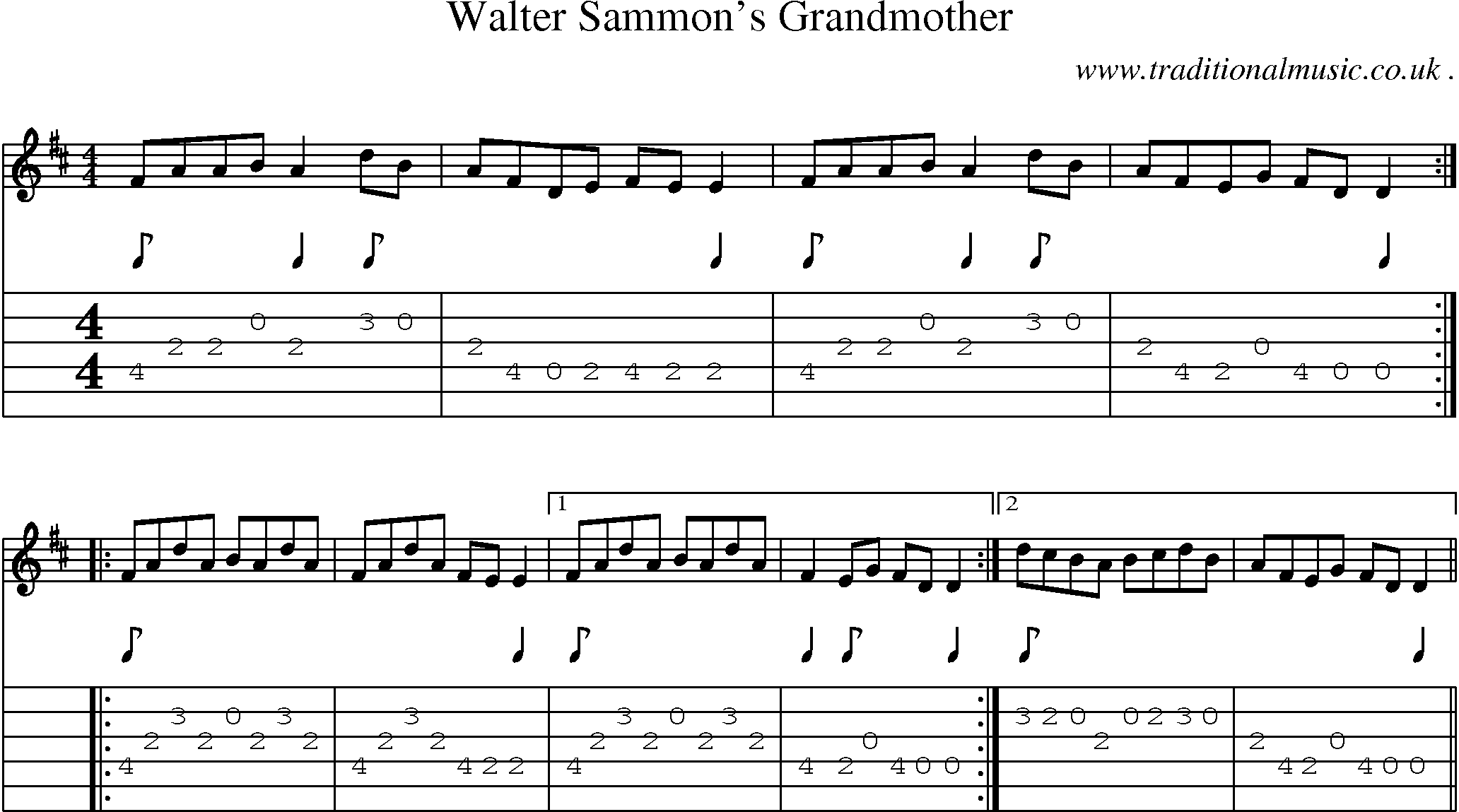 Sheet-Music and Guitar Tabs for Walter Sammons Grandmother