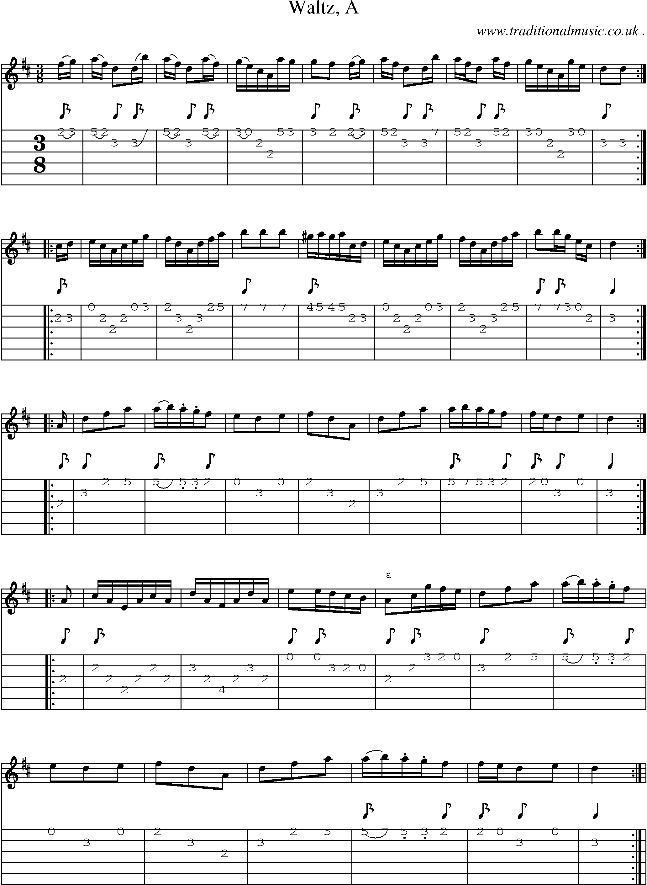 Sheet-Music and Guitar Tabs for Waltz A