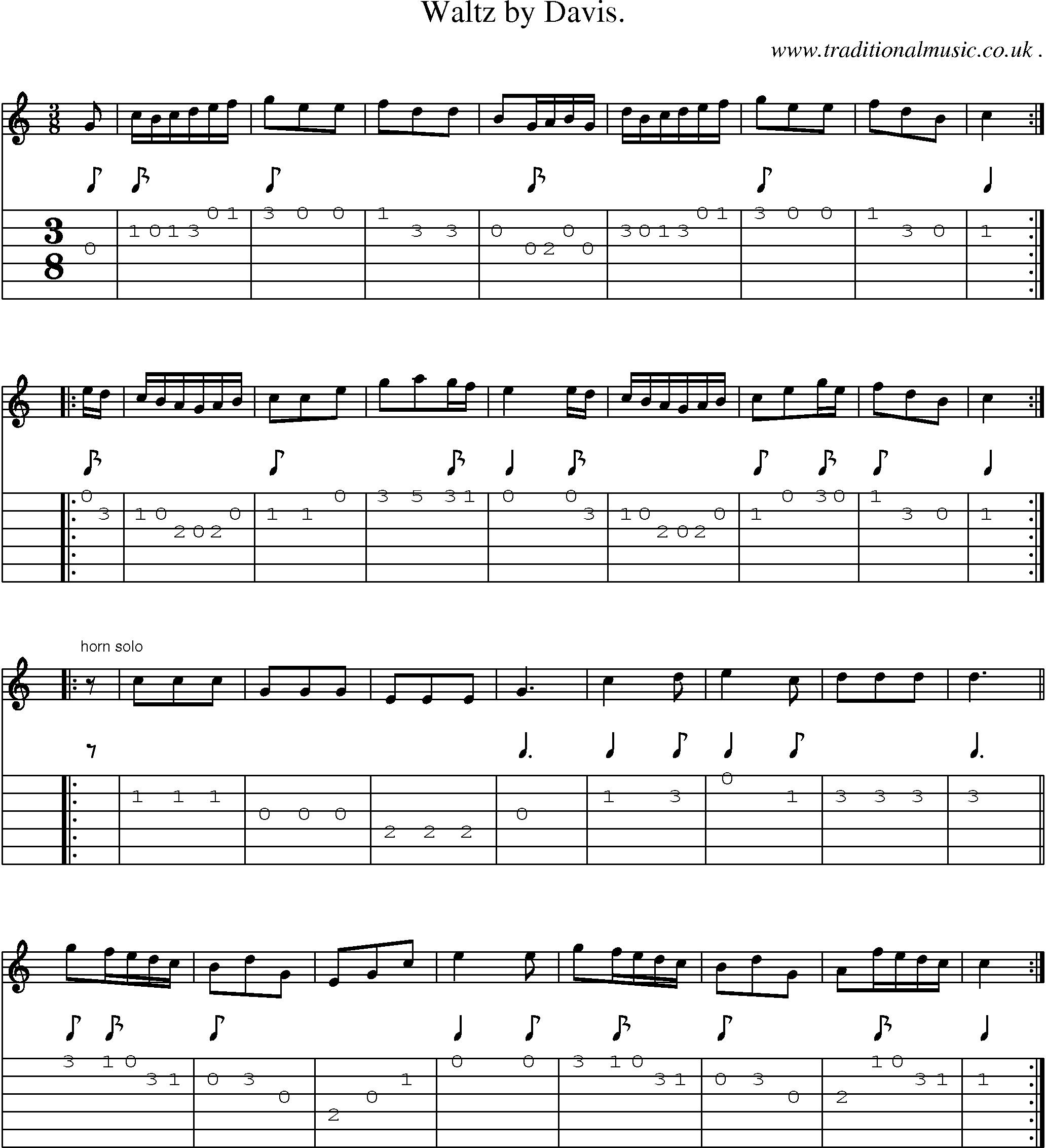 Sheet-Music and Guitar Tabs for Waltz By Davis
