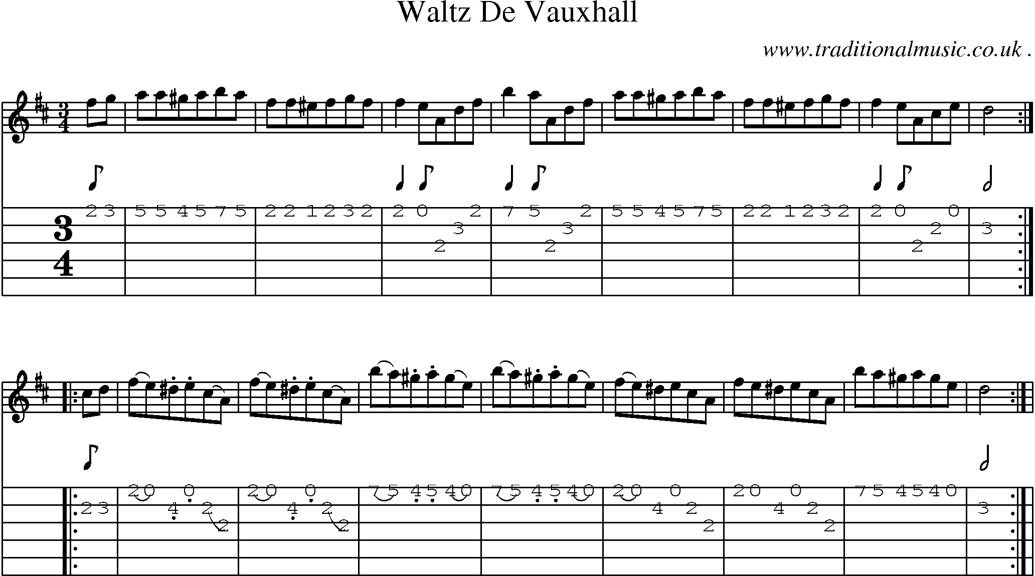 Sheet-Music and Guitar Tabs for Waltz De Vauxhall