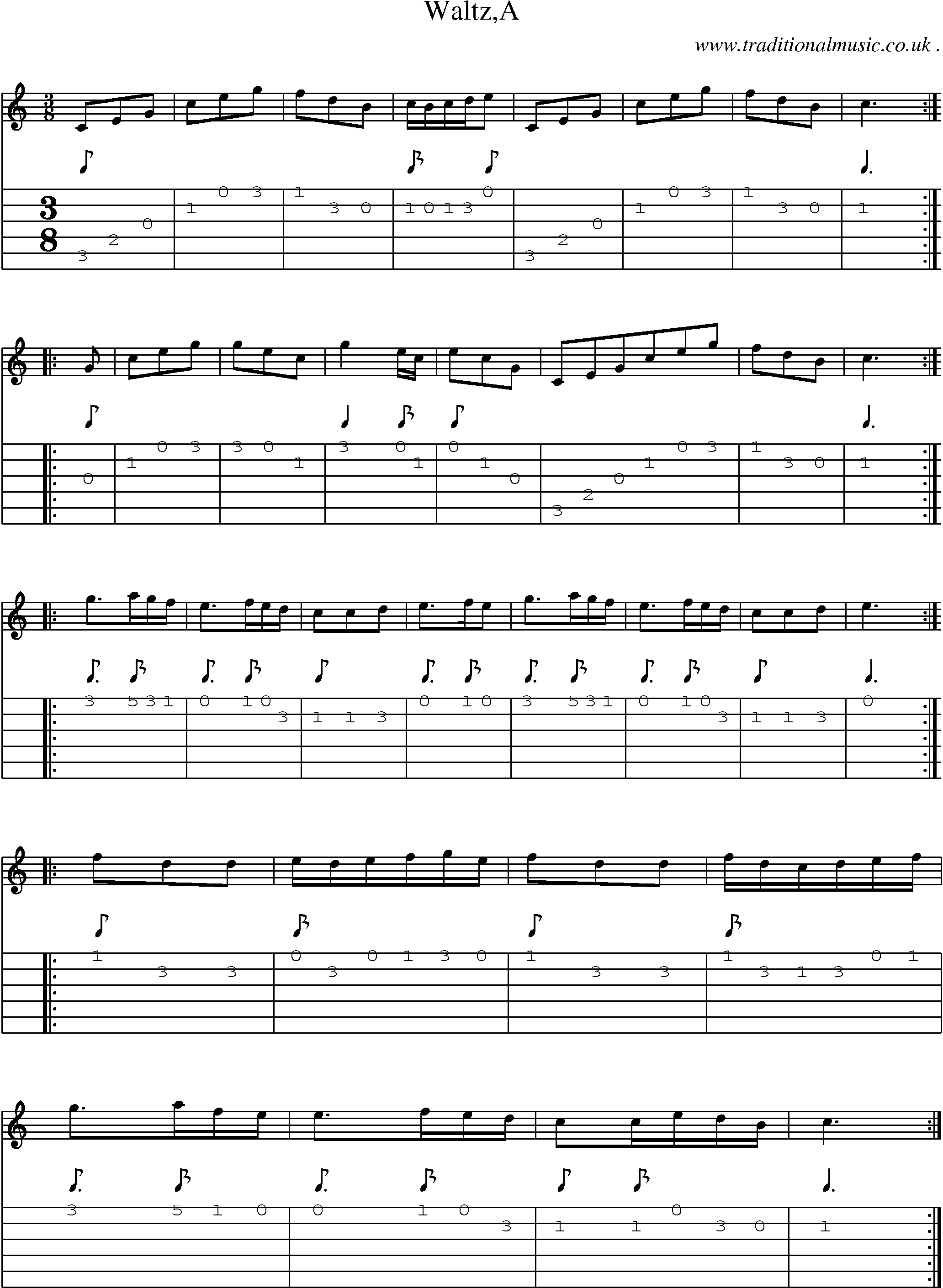 Sheet-Music and Guitar Tabs for Waltza