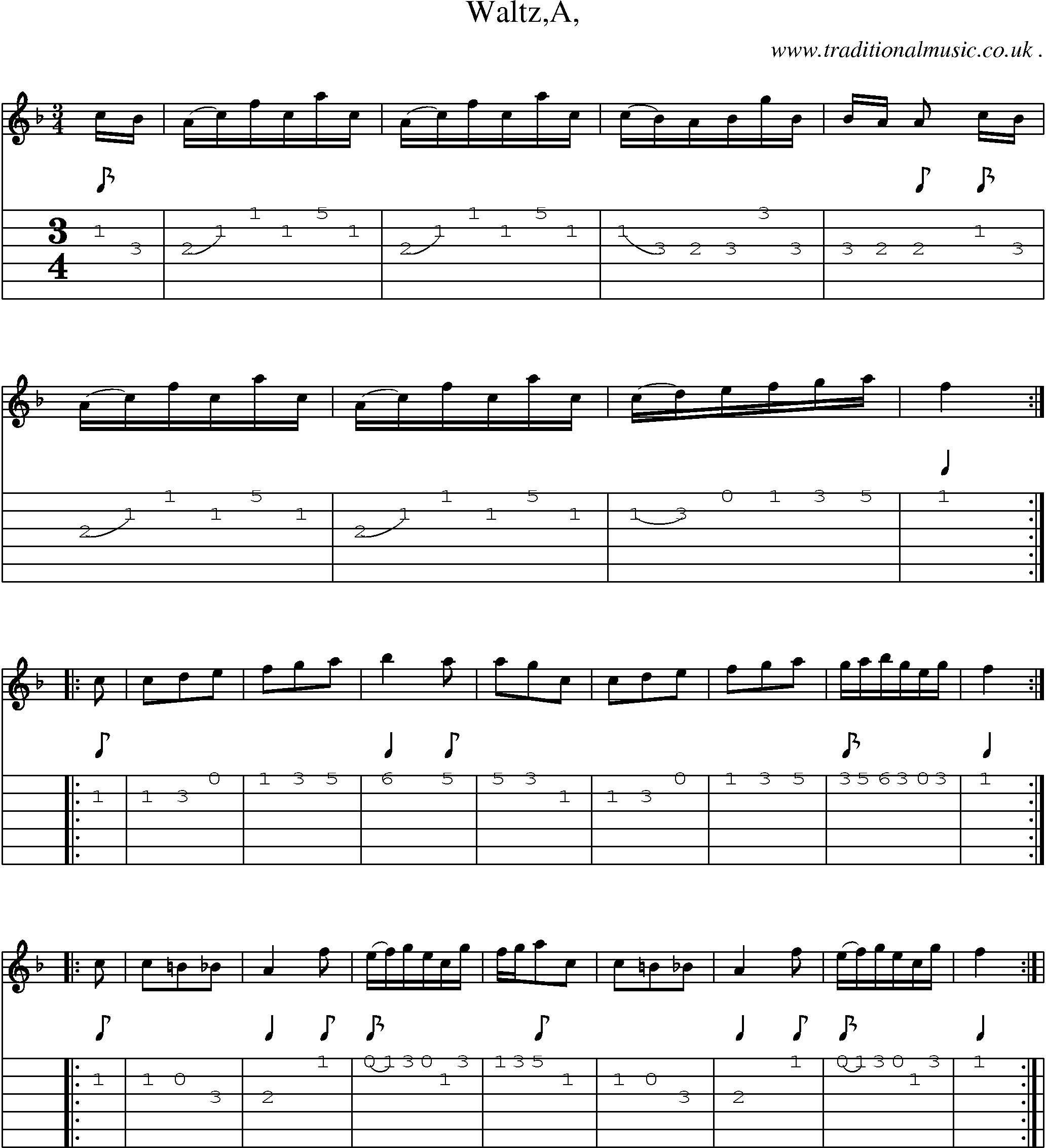 Sheet-Music and Guitar Tabs for WaltzA 