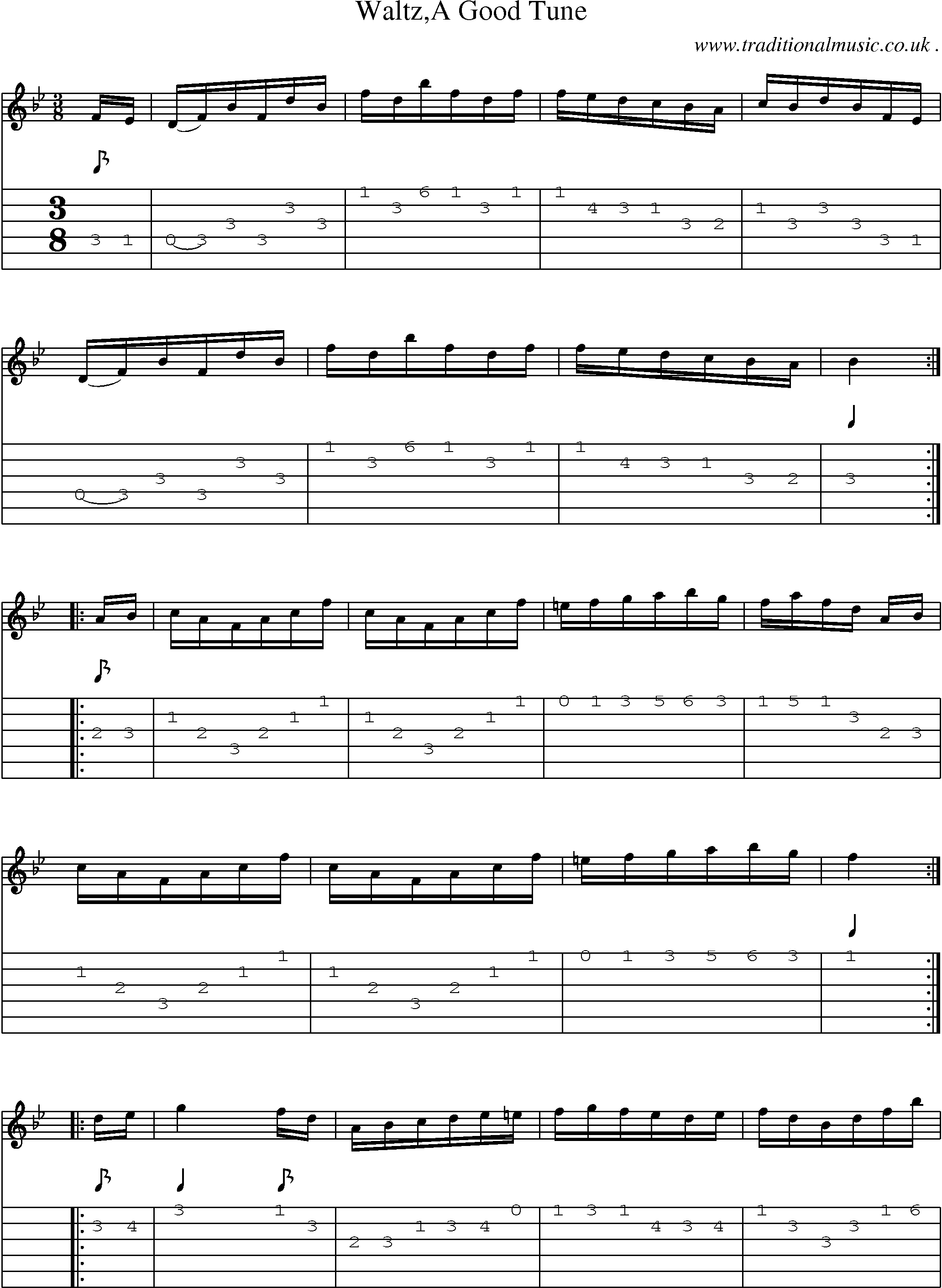 Sheet-Music and Guitar Tabs for Waltza Good Tune