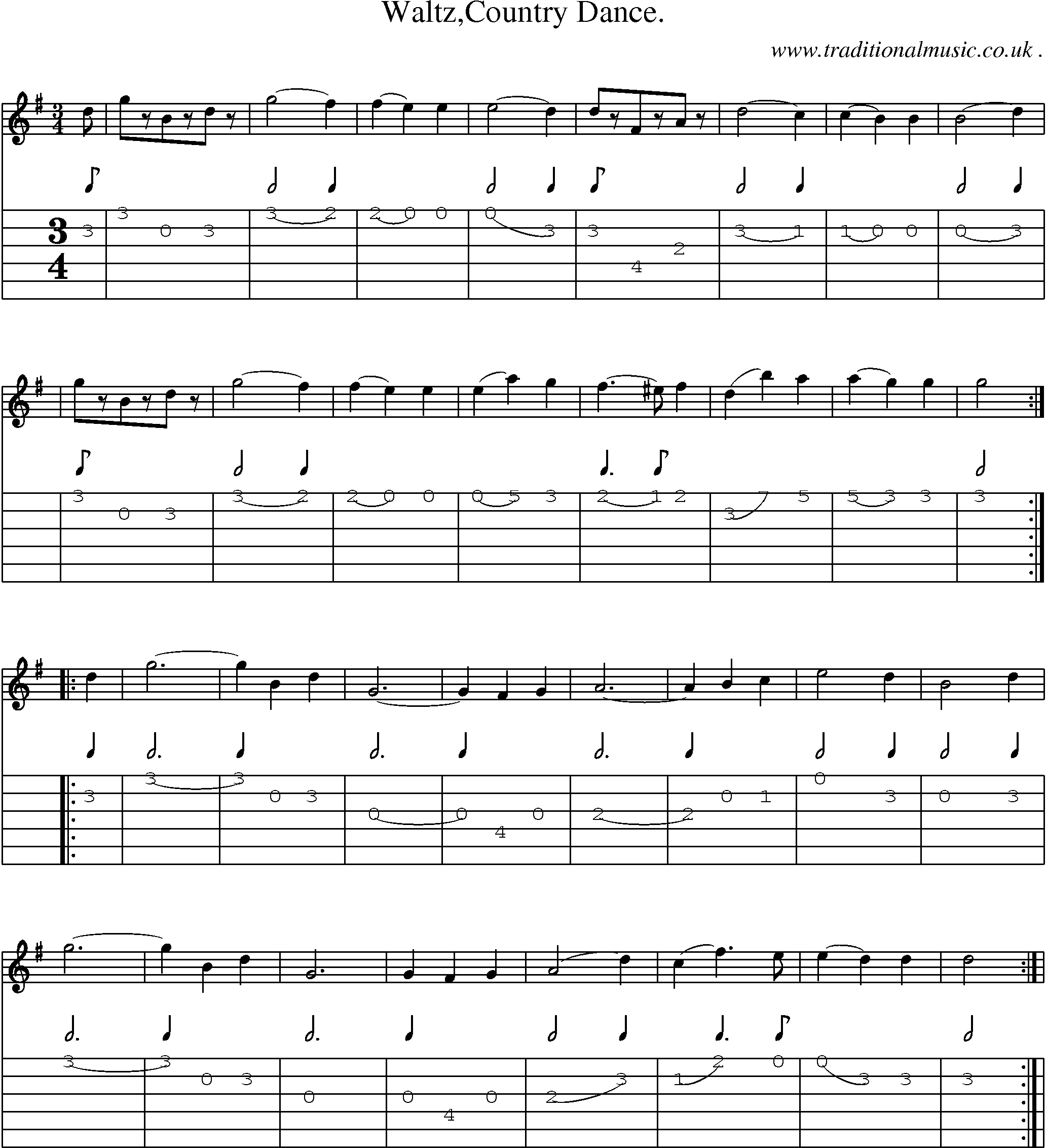 Sheet-Music and Guitar Tabs for Waltzcountry Dance