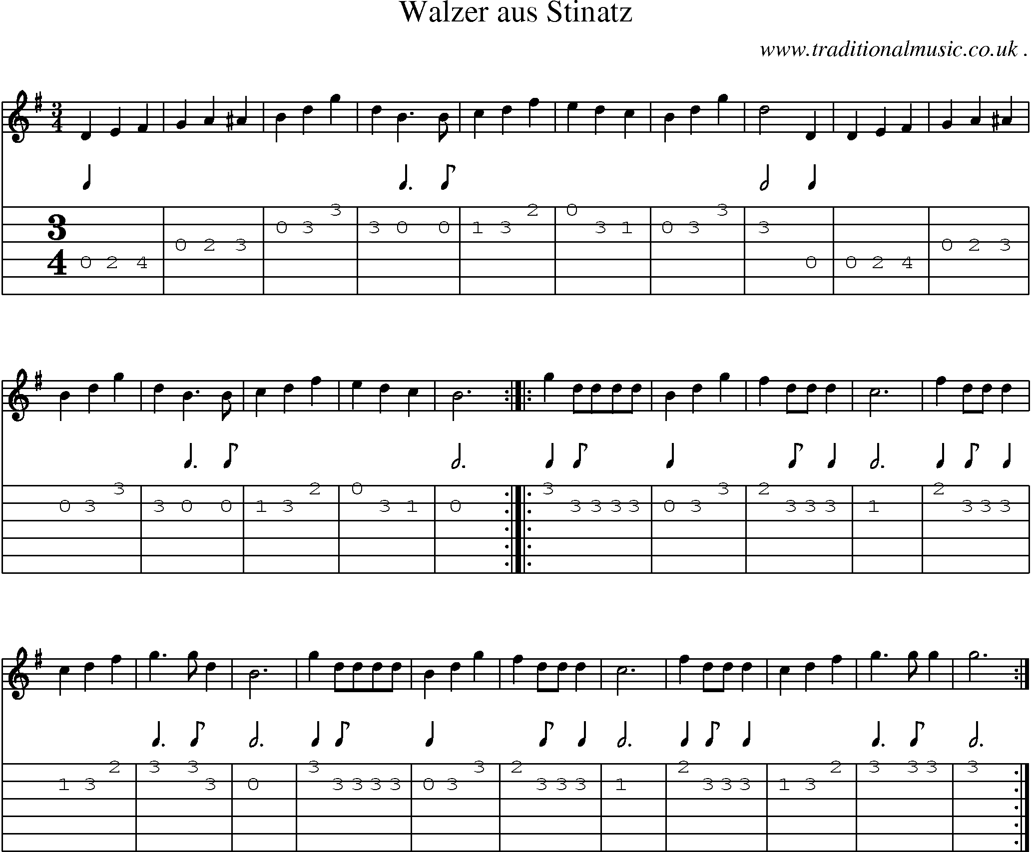 Sheet-Music and Guitar Tabs for Walzer Aus Stinatz
