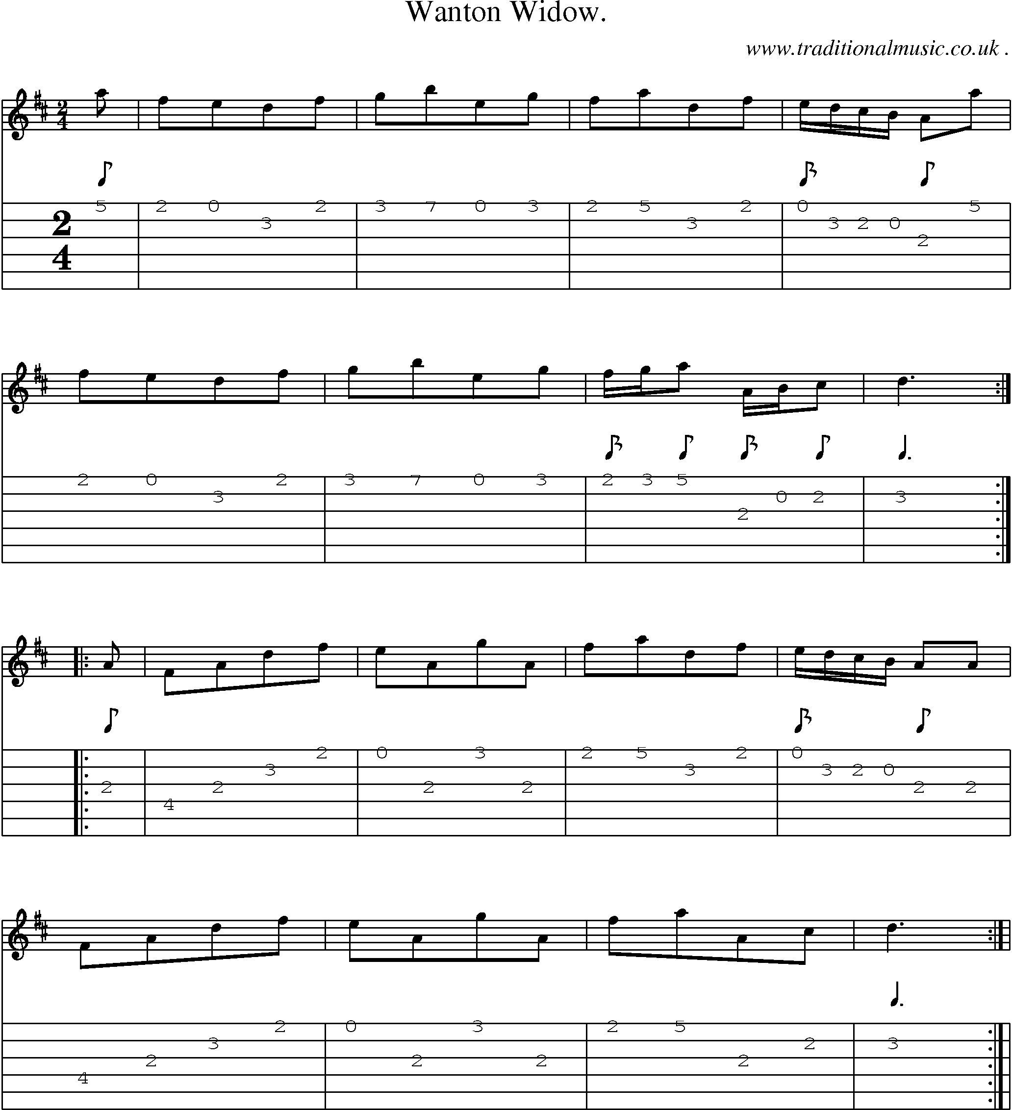 Sheet-Music and Guitar Tabs for Wanton Widow