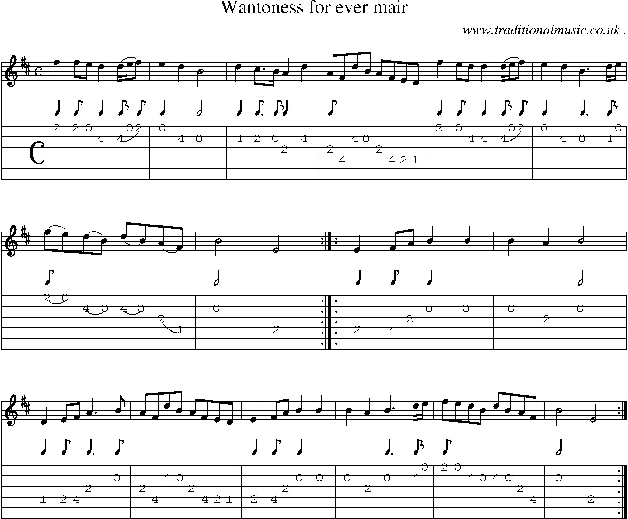 Sheet-Music and Guitar Tabs for Wantoness For Ever Mair