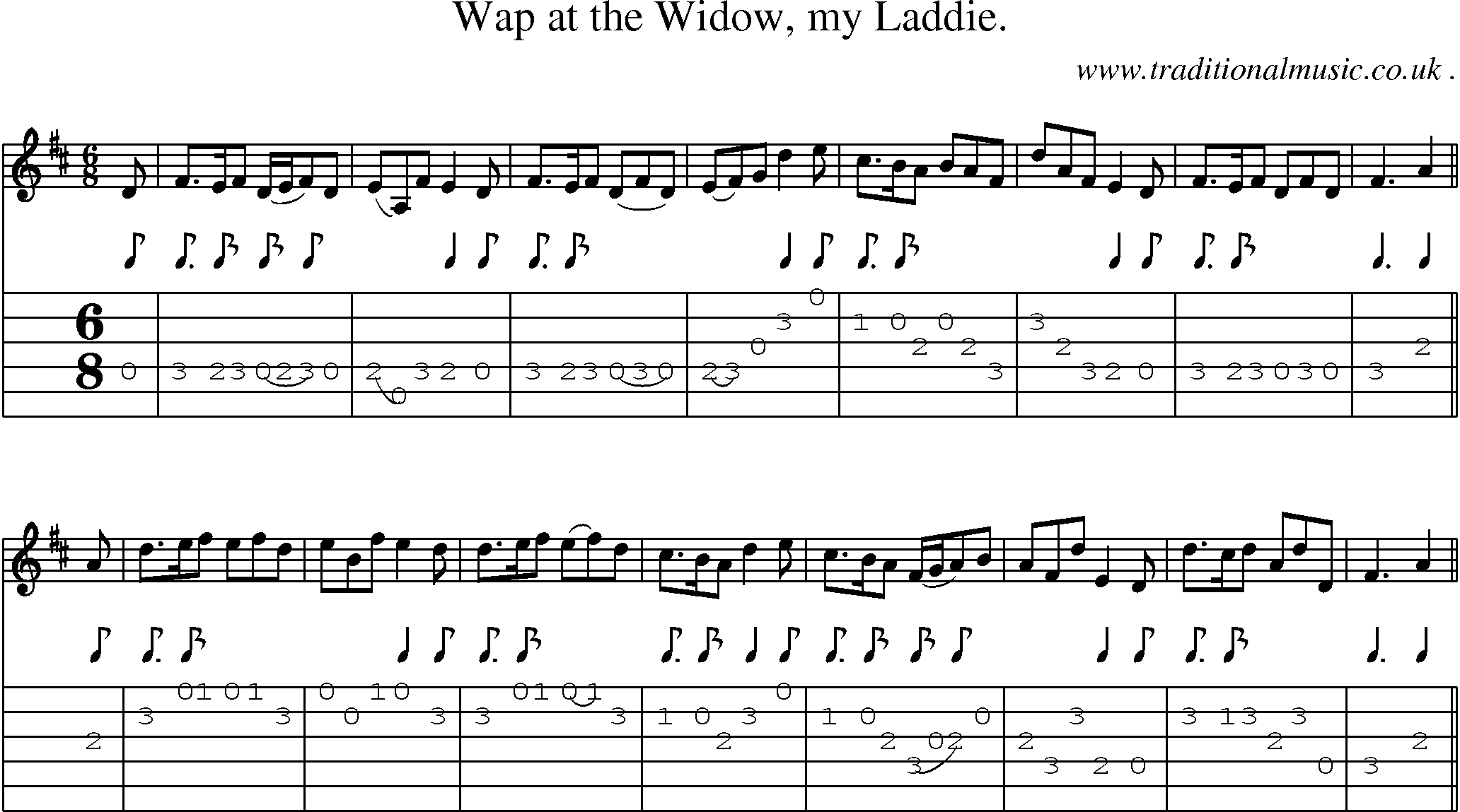 Sheet-Music and Guitar Tabs for Wap At The Widow My Laddie