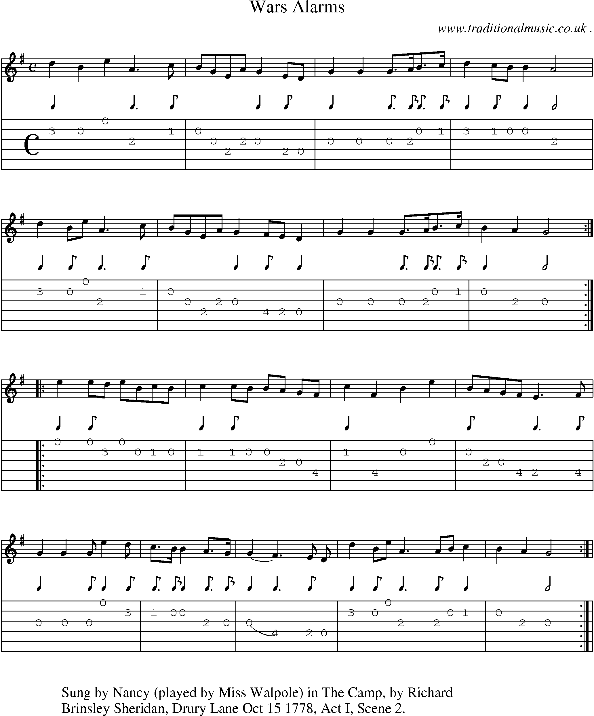 Sheet-Music and Guitar Tabs for Wars Alarms