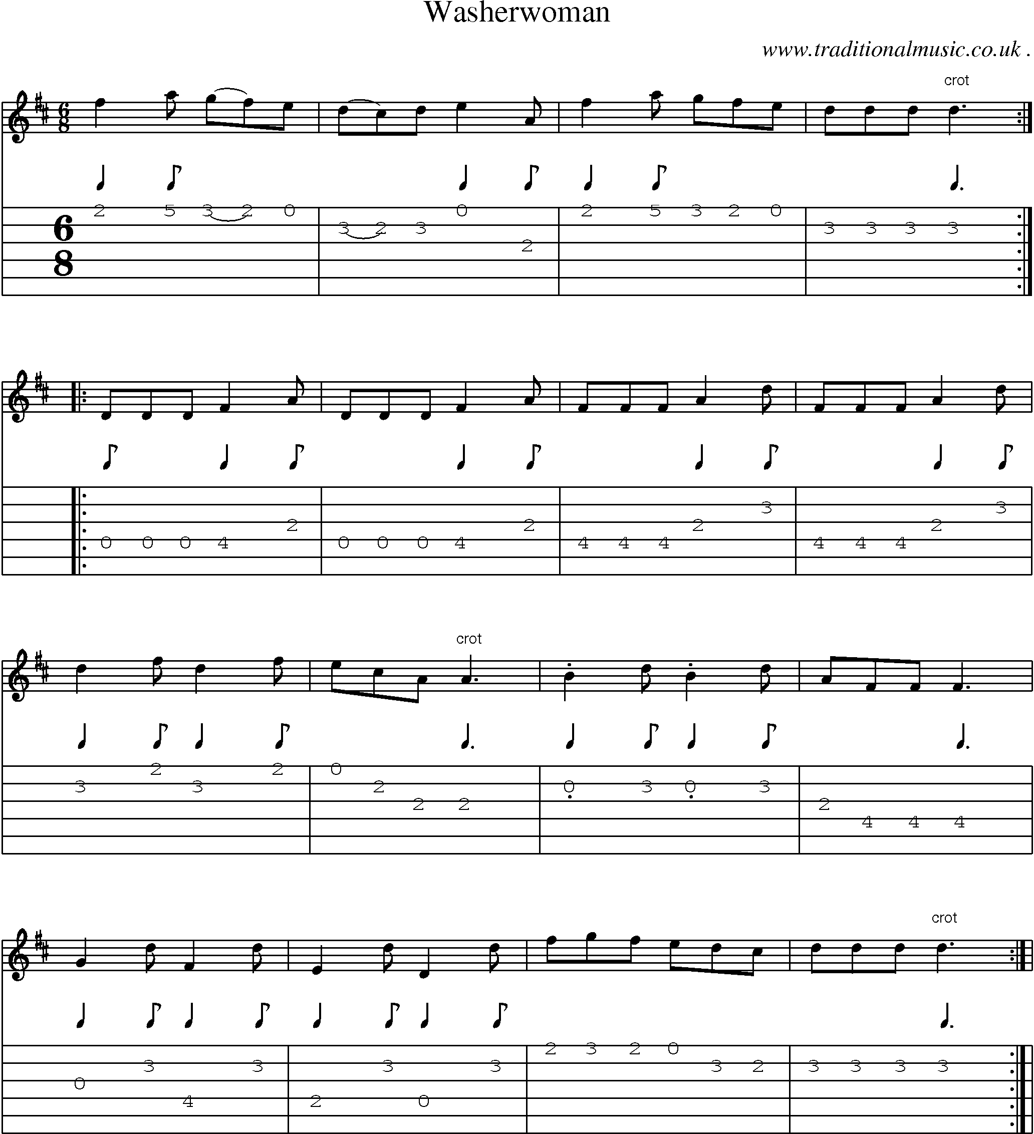 Sheet-Music and Guitar Tabs for Washerwoman