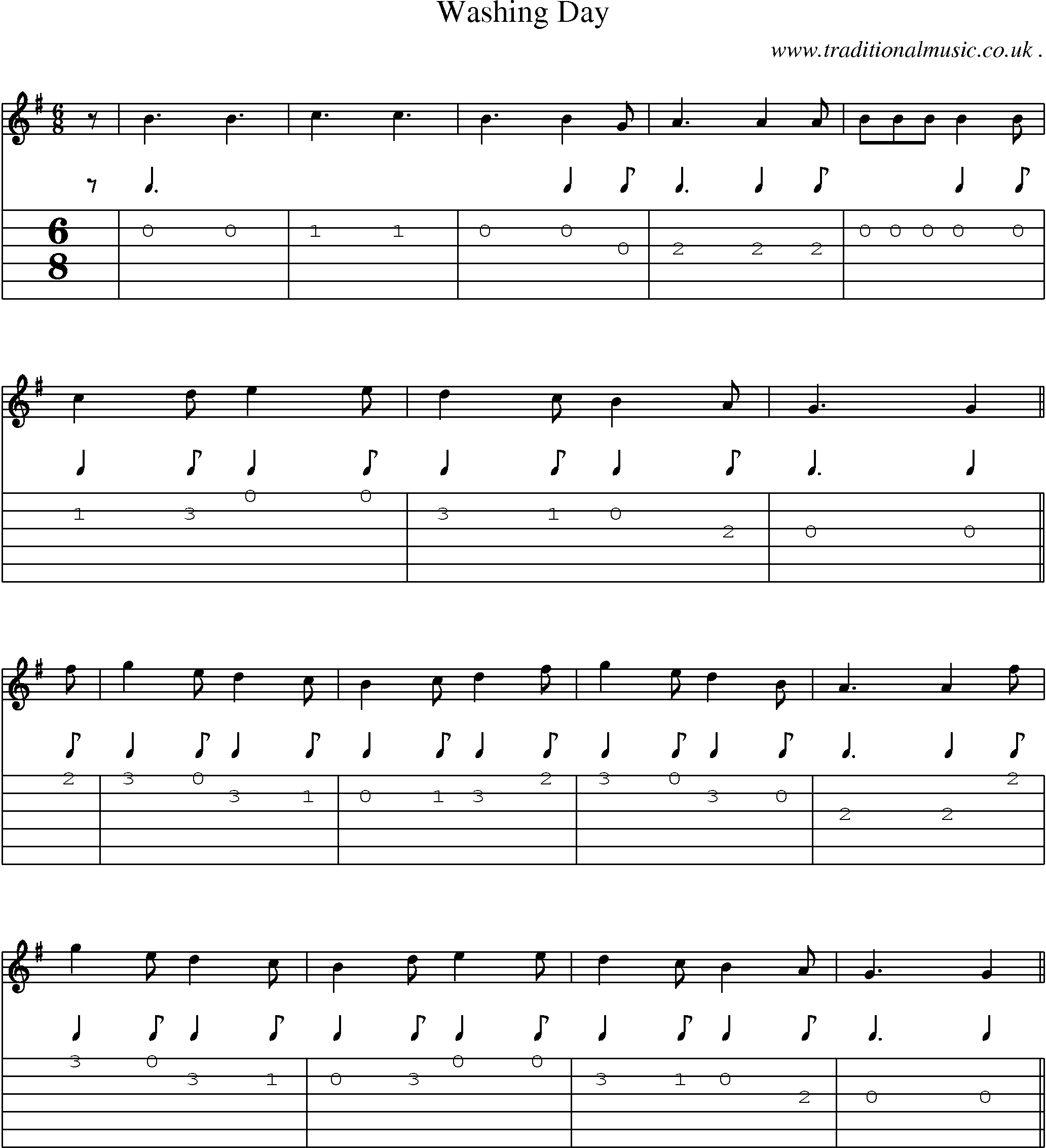 Sheet-Music and Guitar Tabs for Washing Day