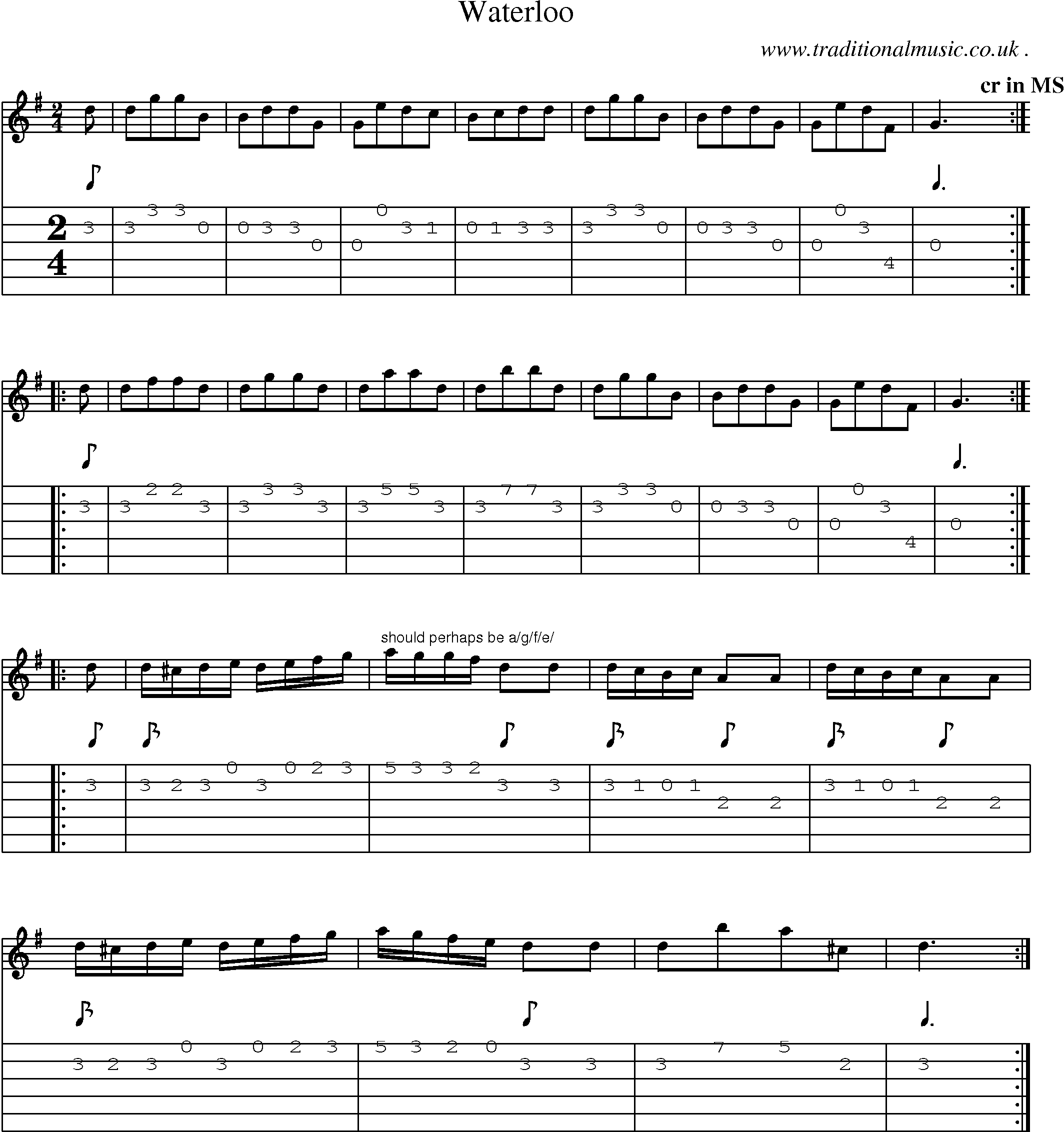 Sheet-Music and Guitar Tabs for Waterloo
