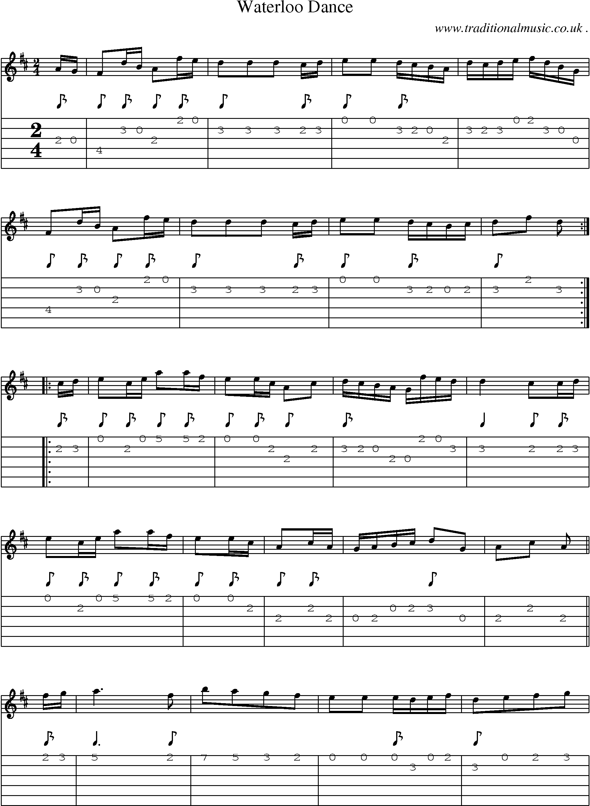 Sheet-Music and Guitar Tabs for Waterloo Dance