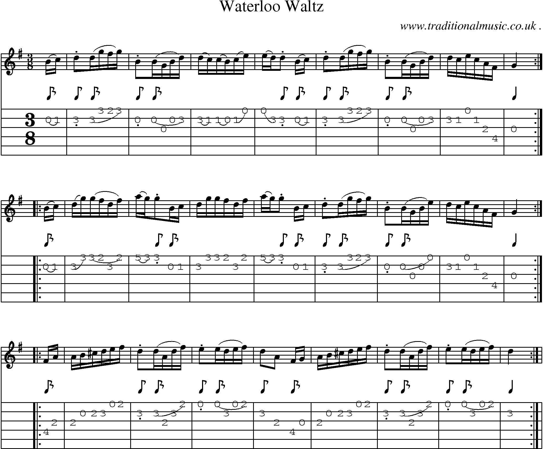 Sheet-Music and Guitar Tabs for Waterloo Waltz