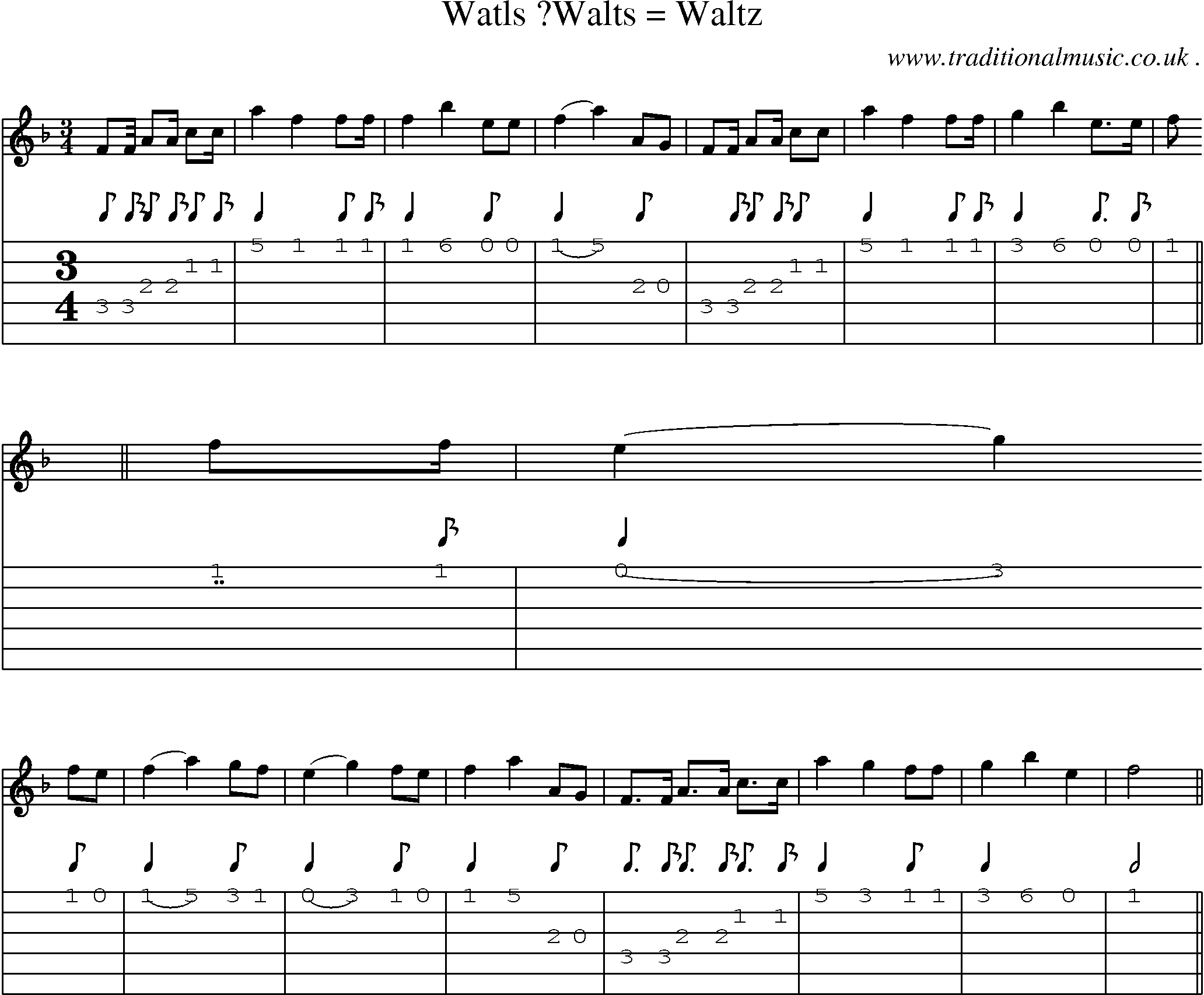 Sheet-Music and Guitar Tabs for Watls Walts