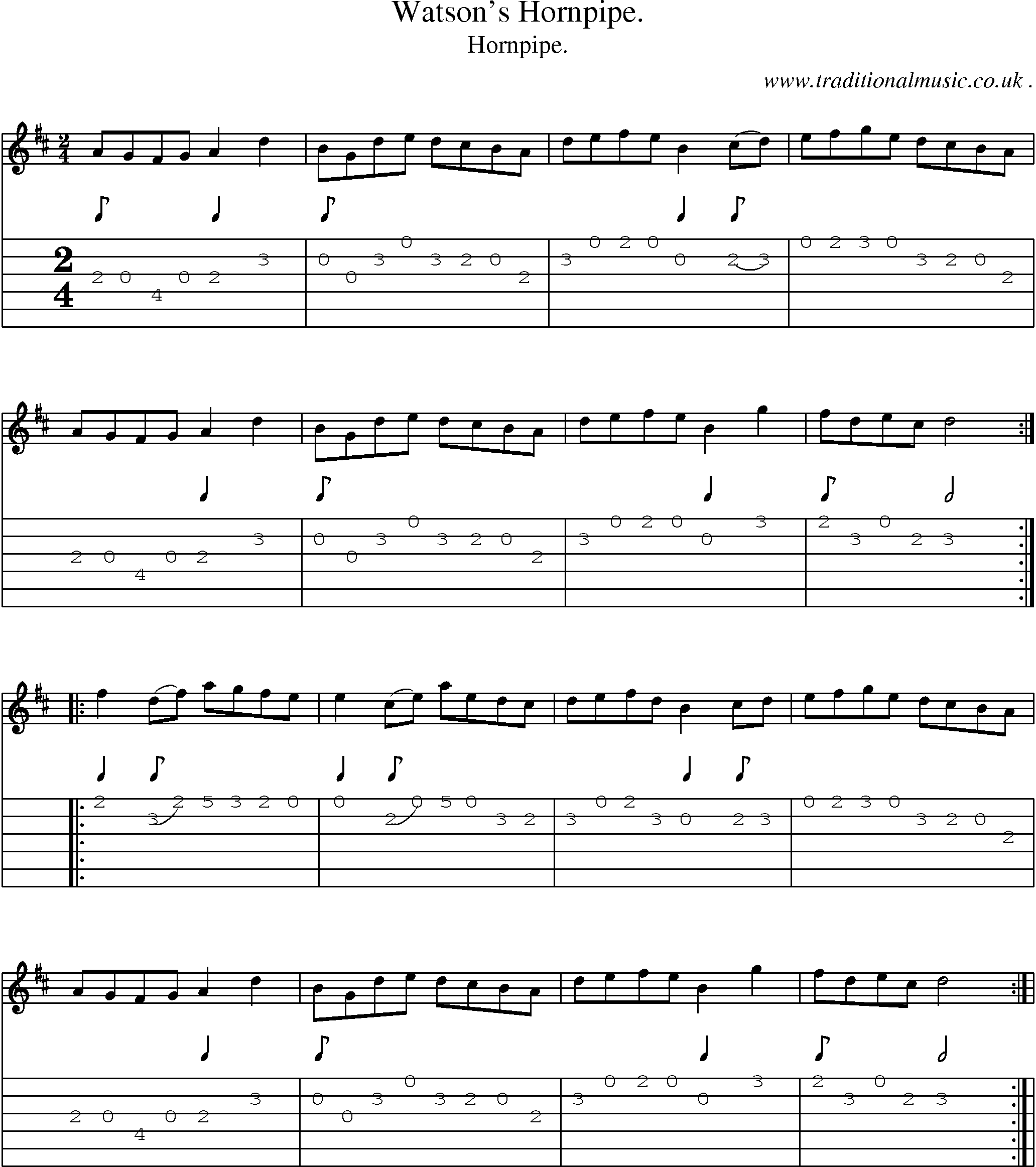Sheet-Music and Guitar Tabs for Watsons Hornpipe