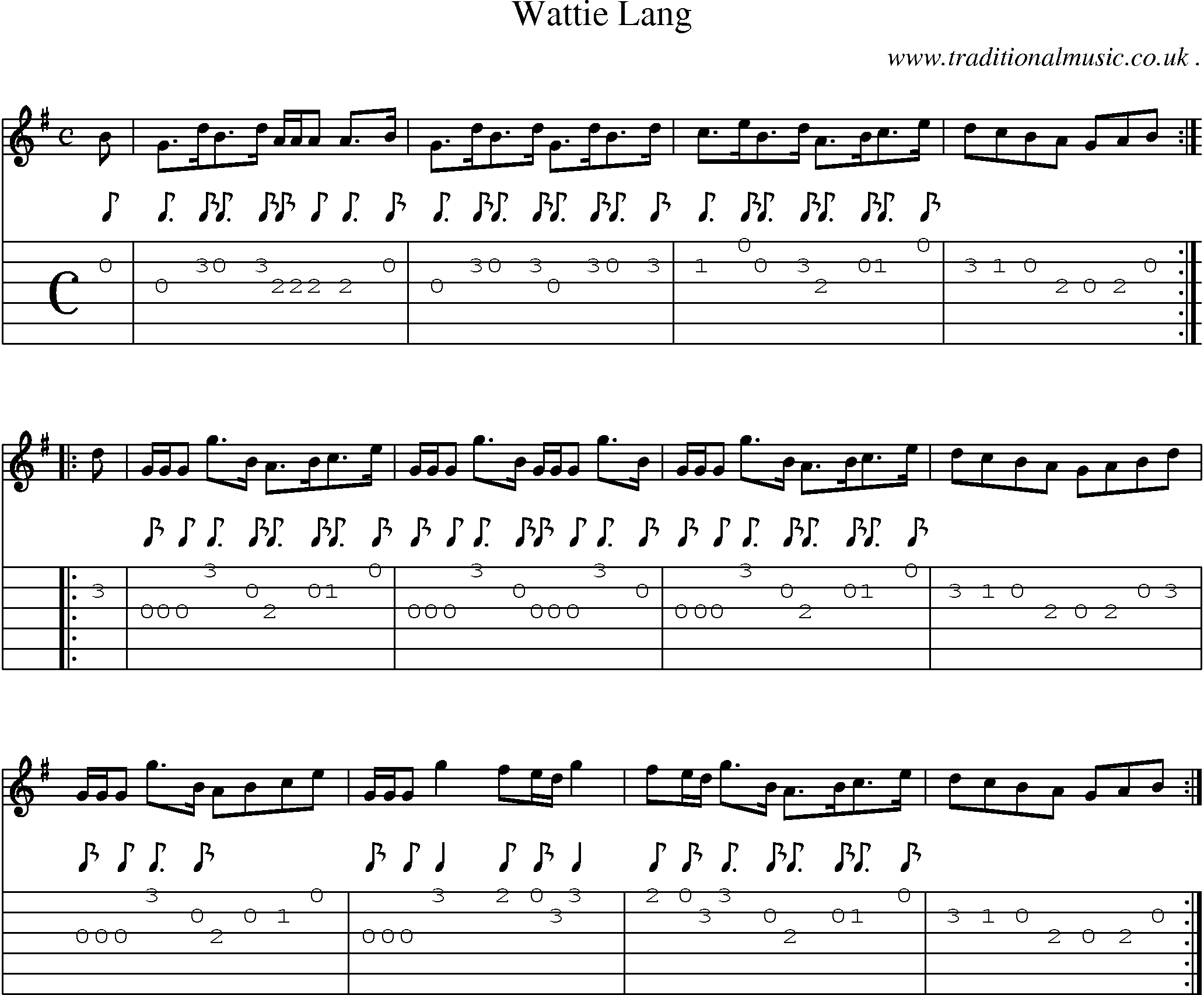 Sheet-Music and Guitar Tabs for Wattie Lang