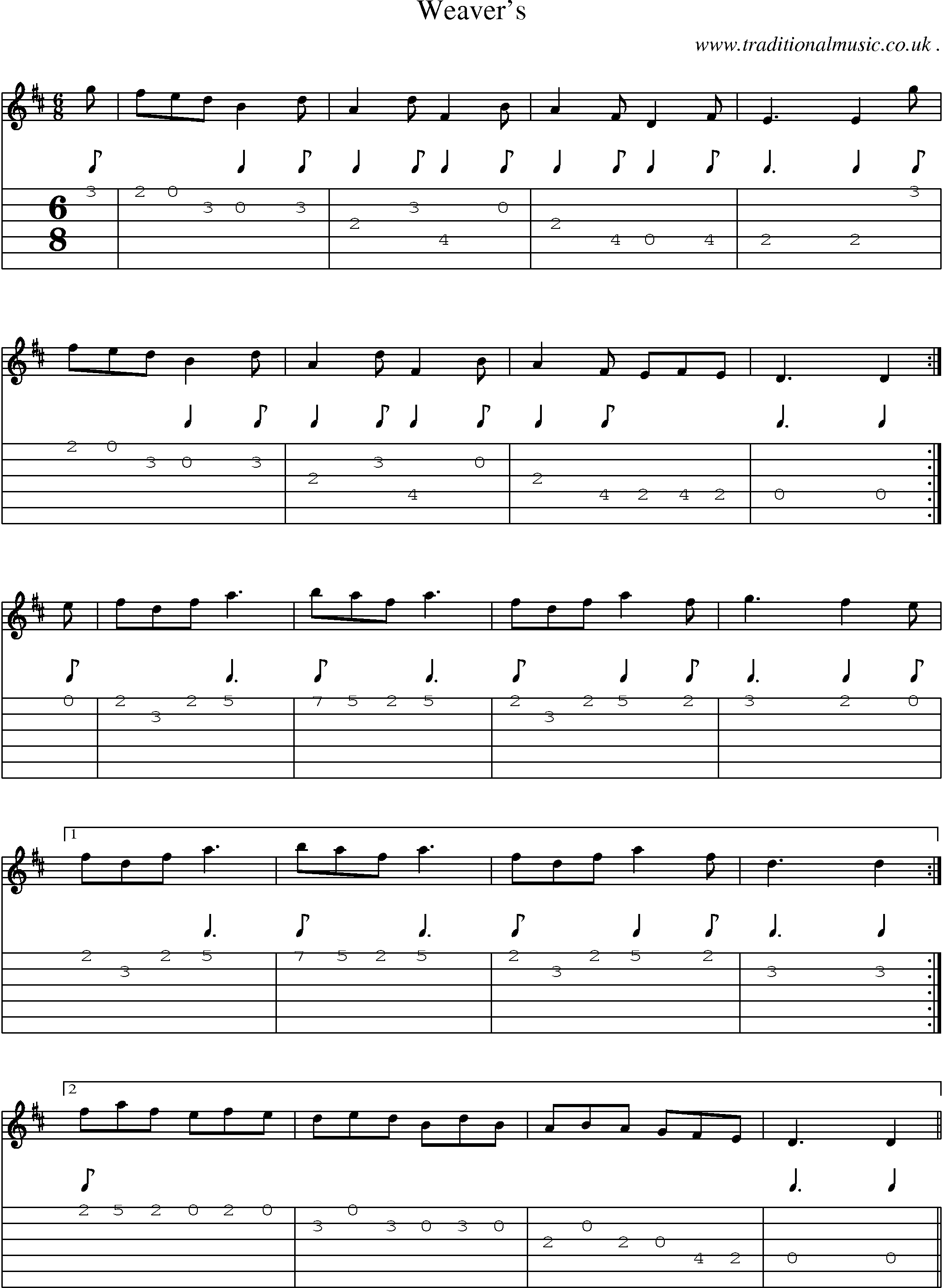 Sheet-Music and Guitar Tabs for Weaver