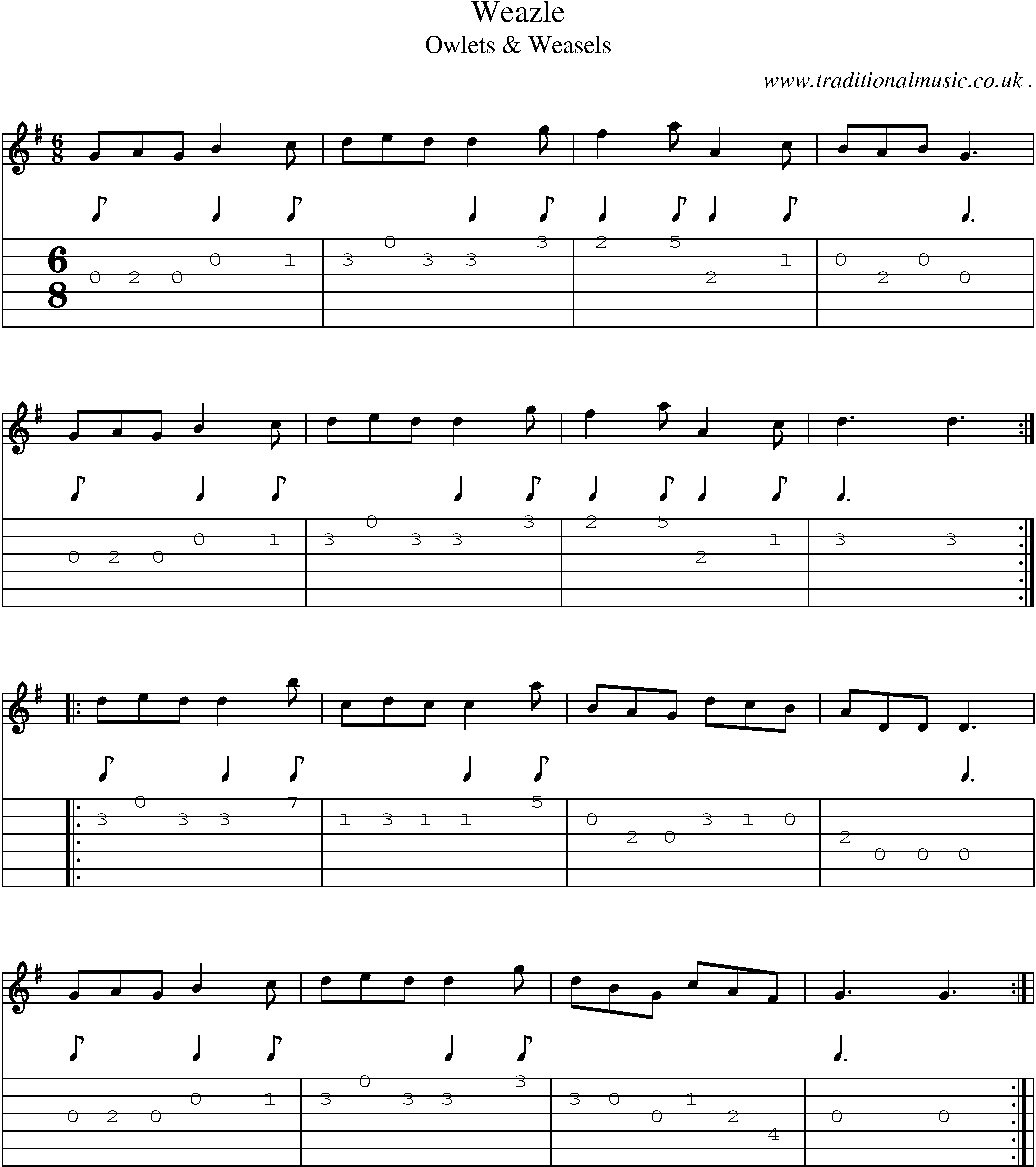 Sheet-Music and Guitar Tabs for Weazle