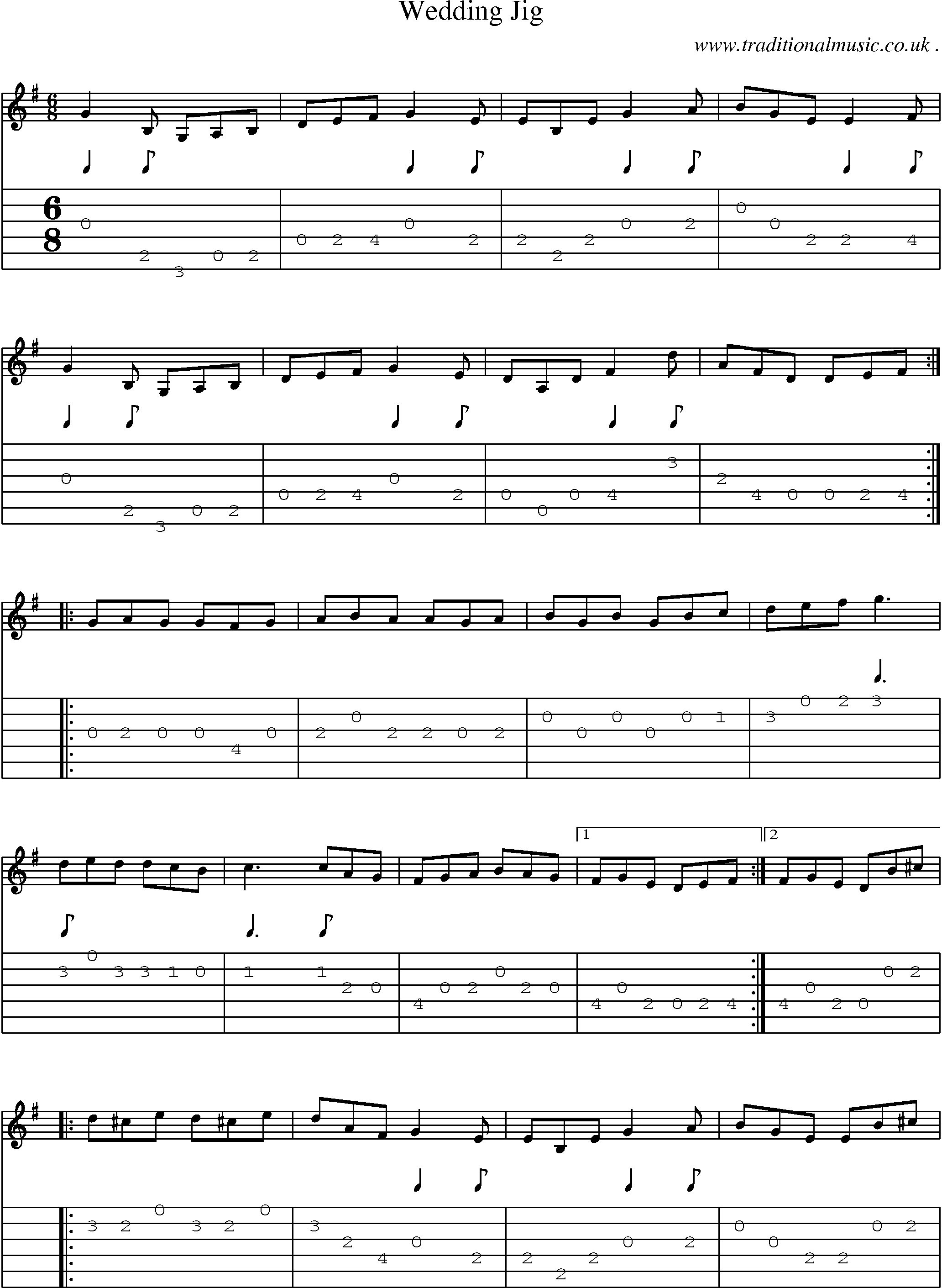 Sheet-Music and Guitar Tabs for Wedding Jig