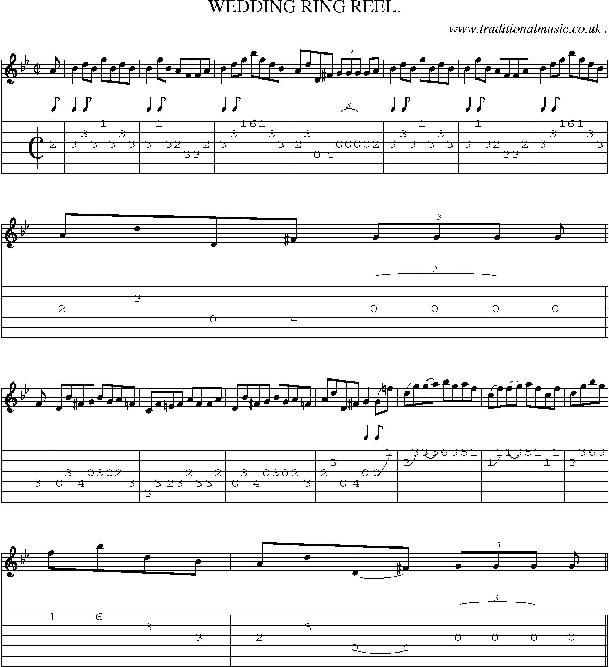 Sheet-Music and Guitar Tabs for Wedding Ring Reel