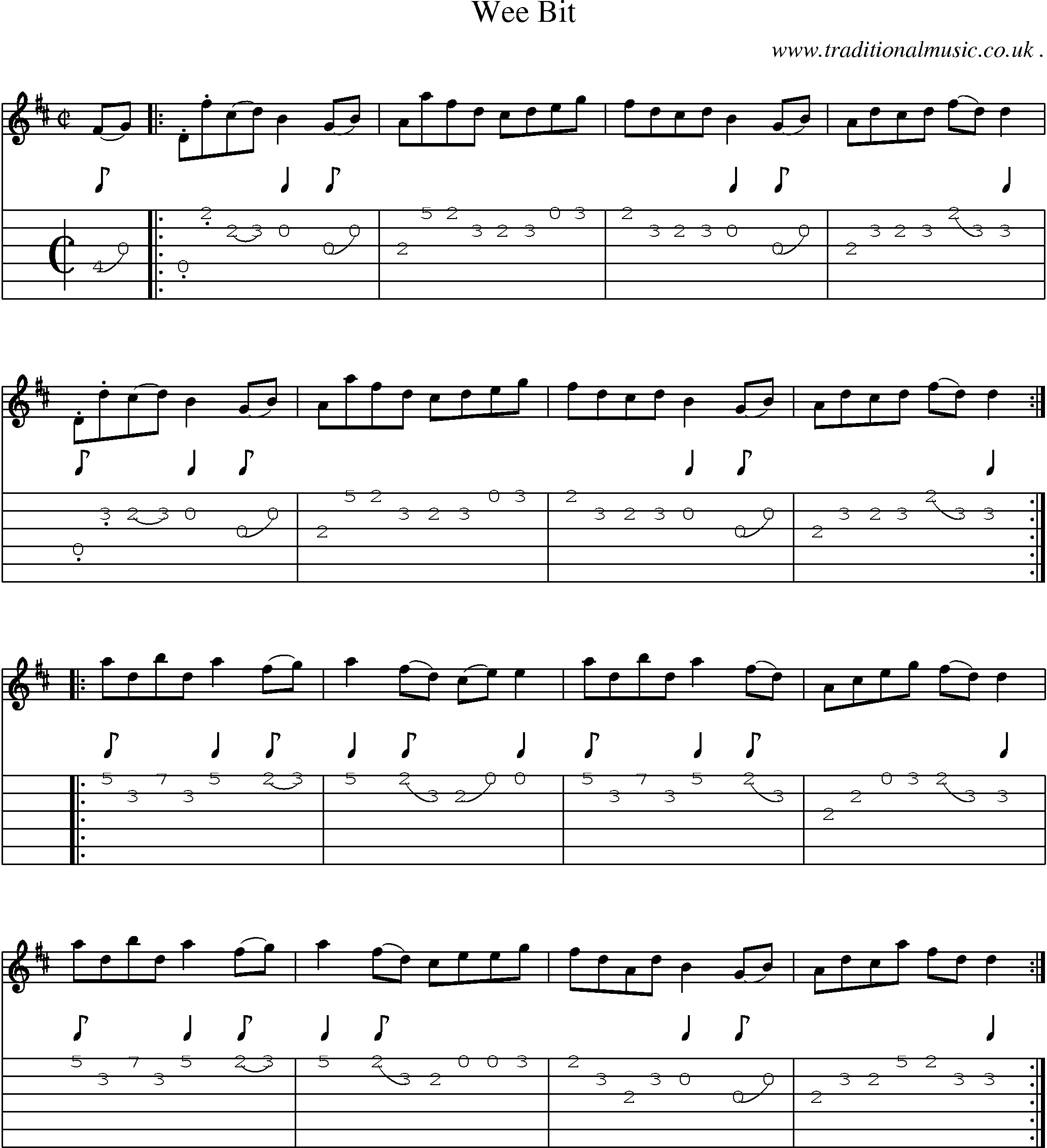Sheet-Music and Guitar Tabs for Wee Bit
