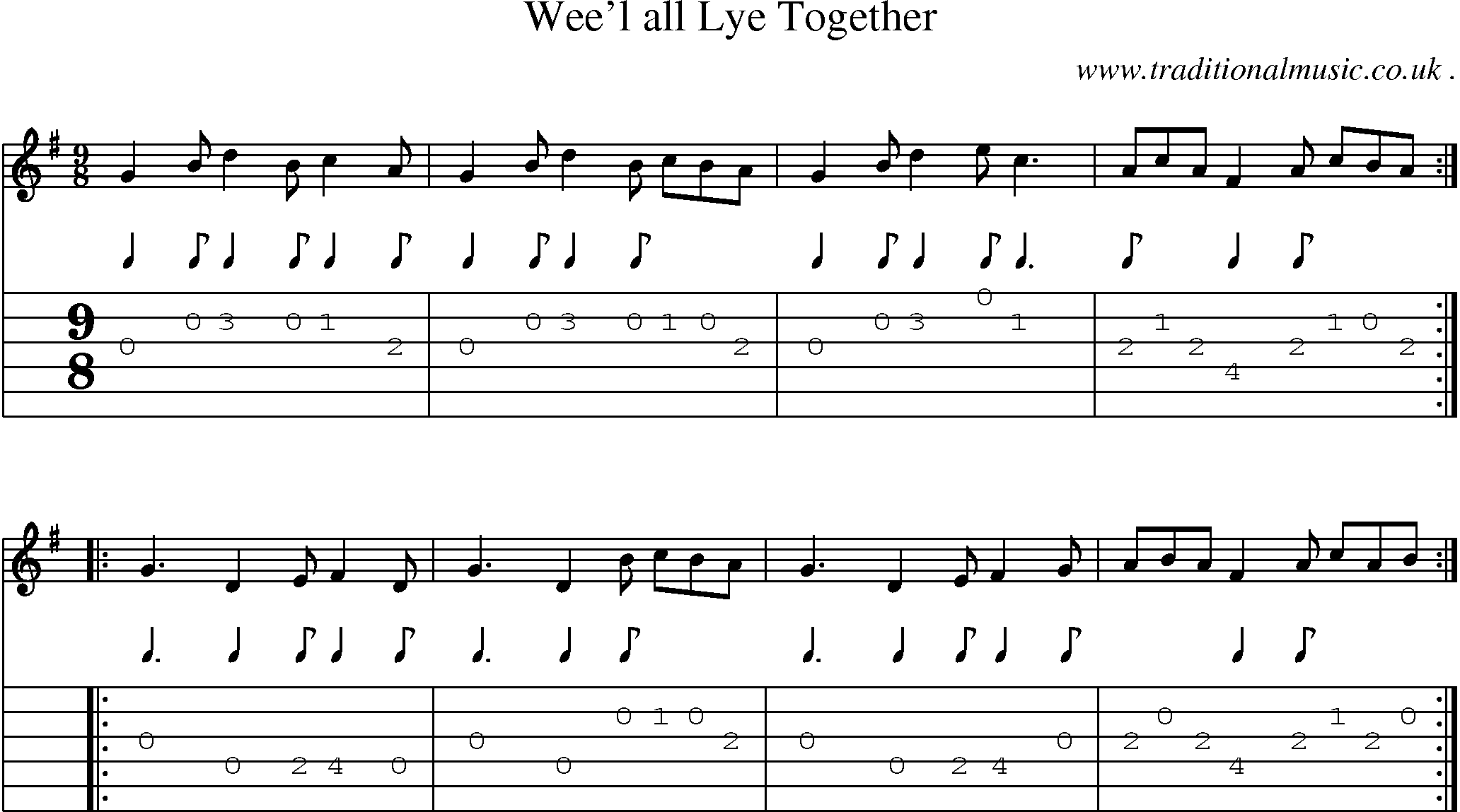 Sheet-Music and Guitar Tabs for Weel All Lye Together