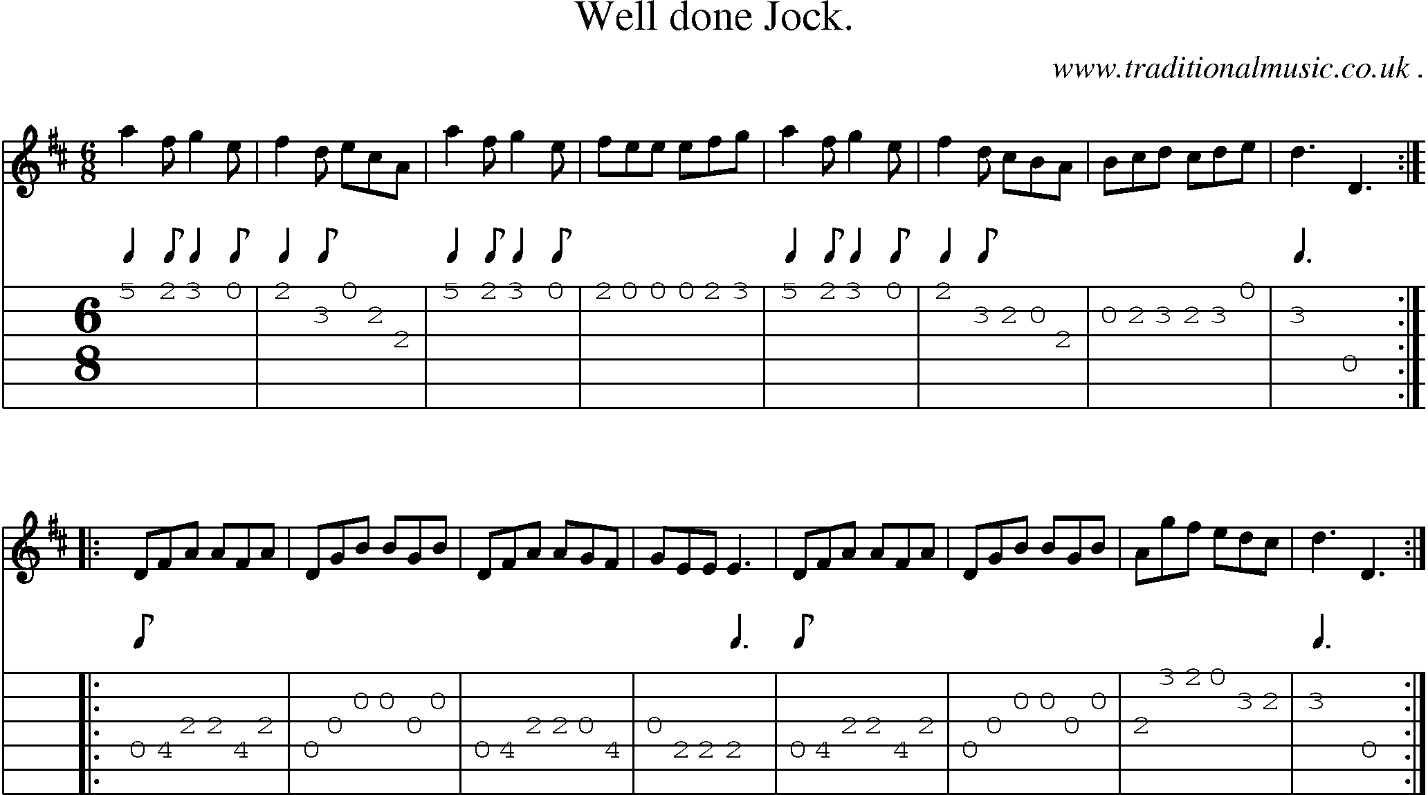 Sheet-Music and Guitar Tabs for Well Done Jock