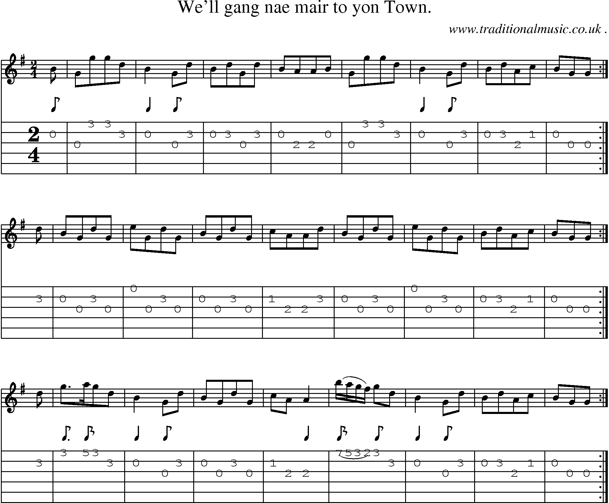 Sheet-Music and Guitar Tabs for Well Gang Nae Mair To Yon Town