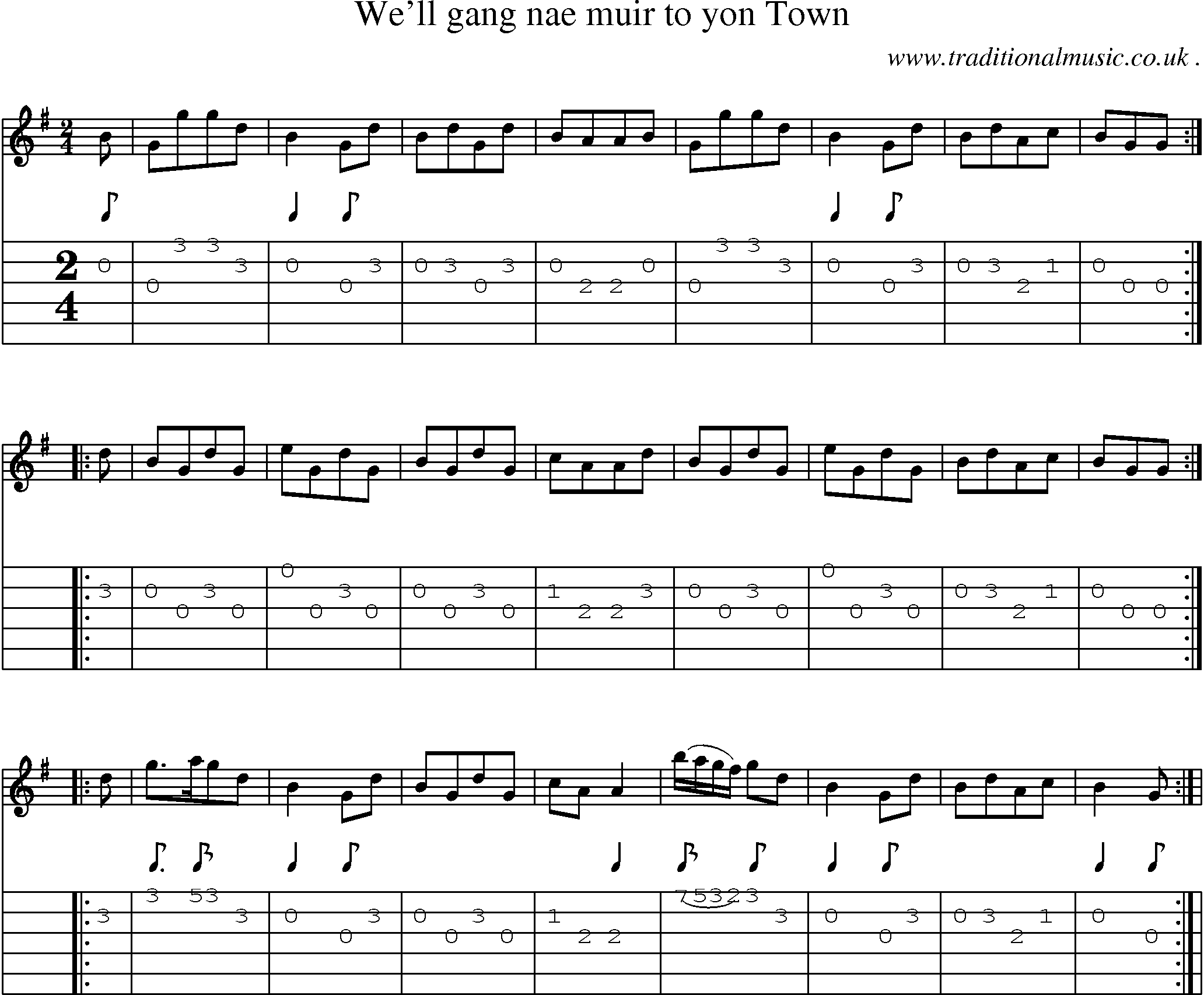 Sheet-Music and Guitar Tabs for Well Gang Nae Muir To Yon Town