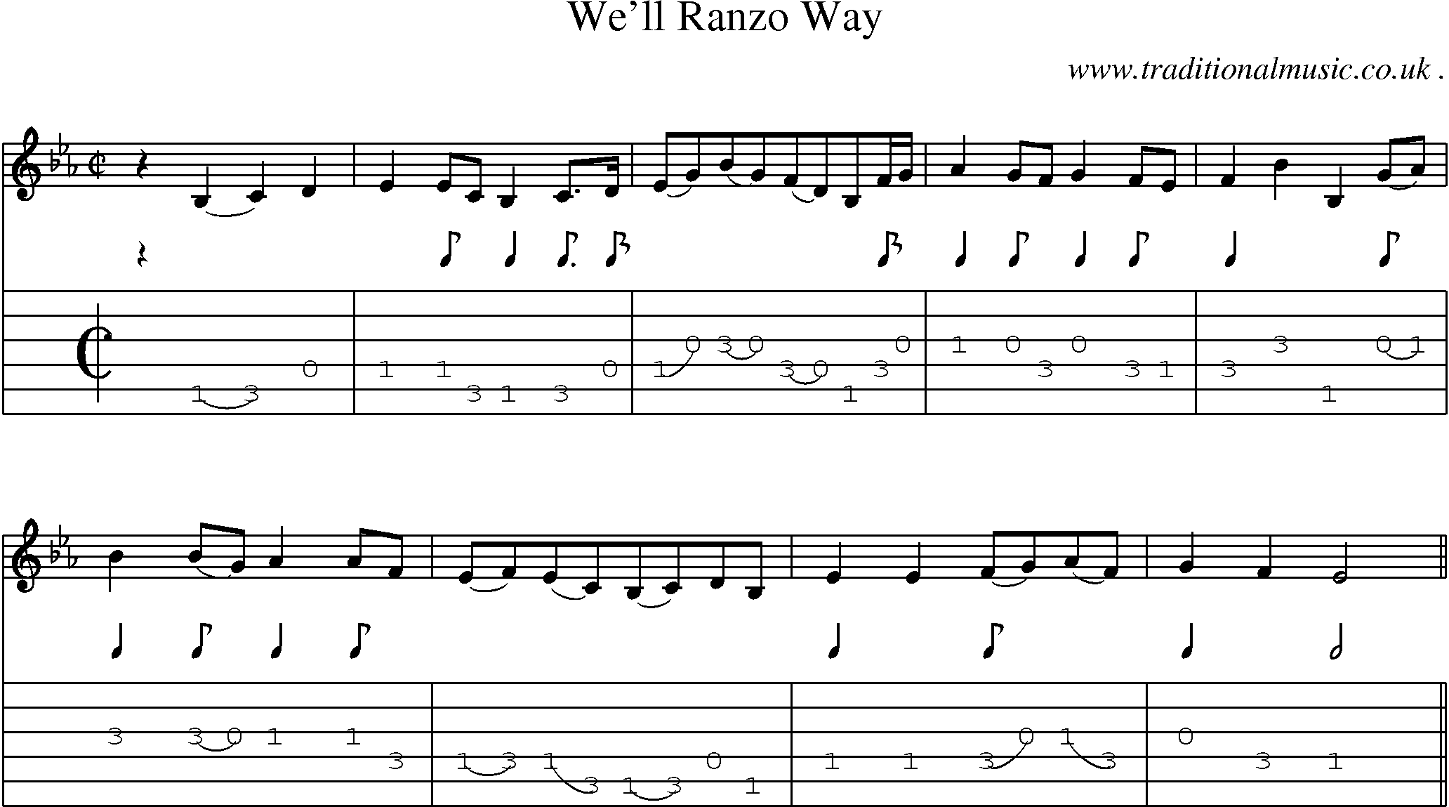 Sheet-Music and Guitar Tabs for Well Ranzo Way