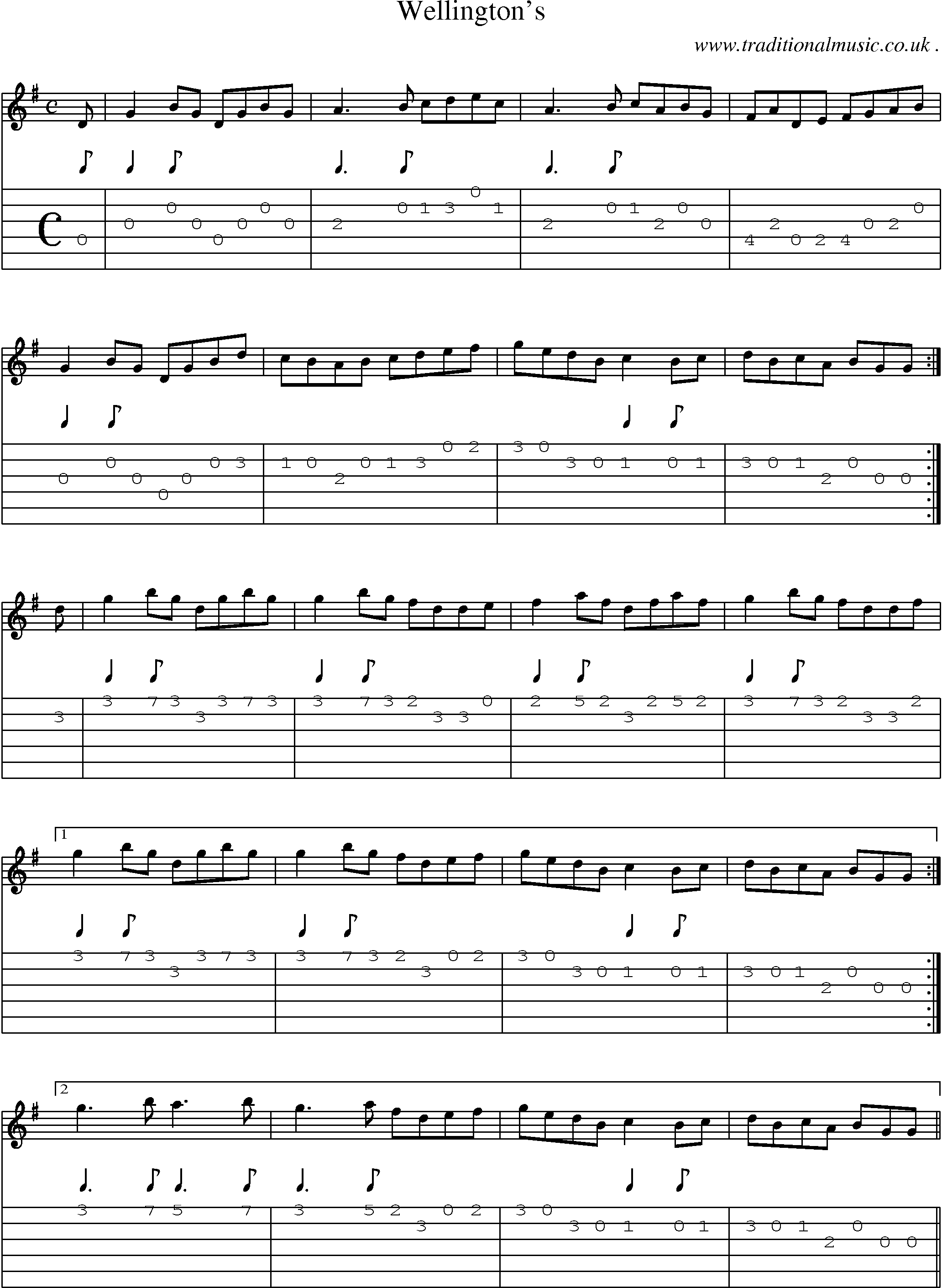 Sheet-Music and Guitar Tabs for Wellingtons