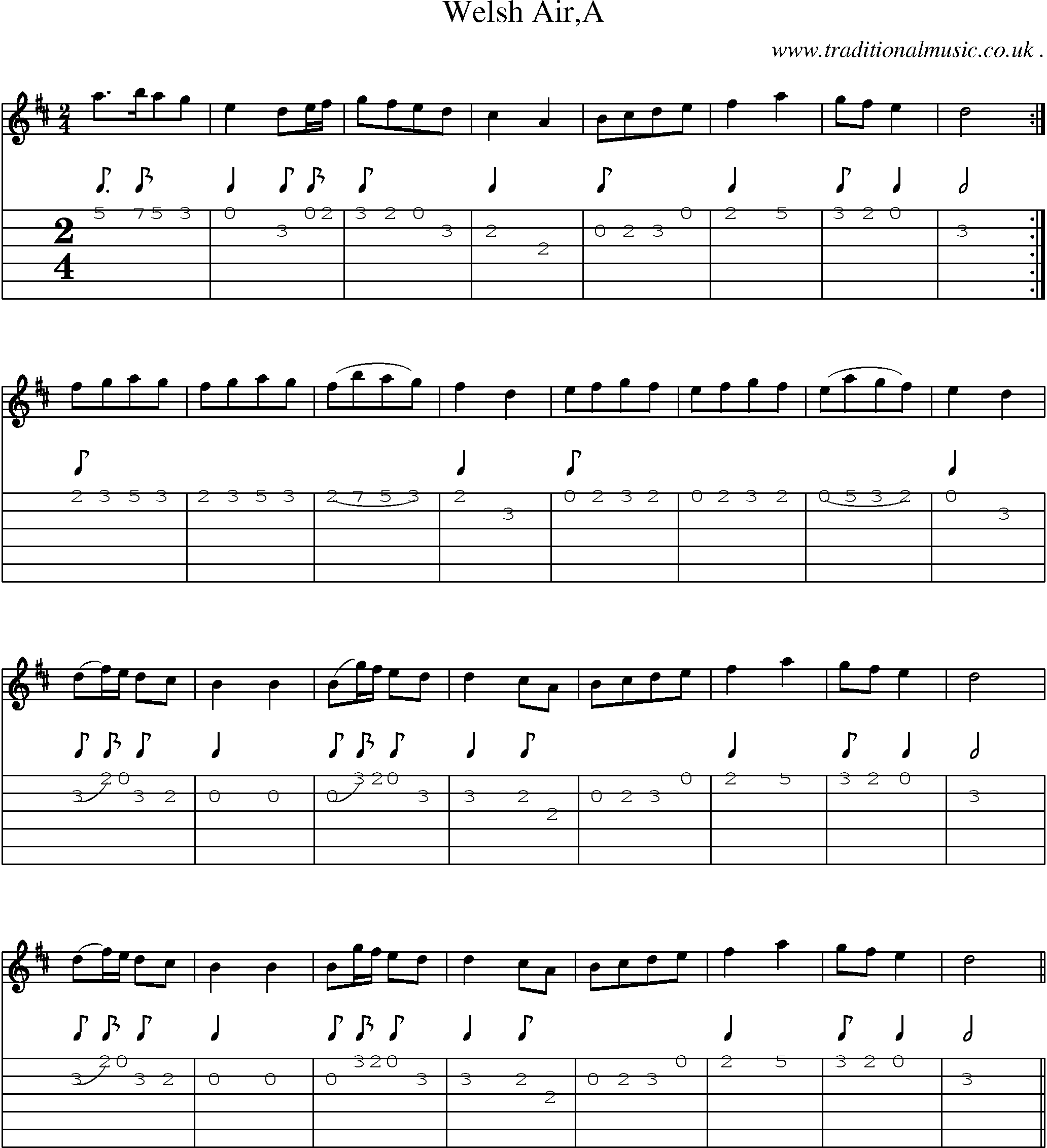 Sheet-Music and Guitar Tabs for Welsh Aira