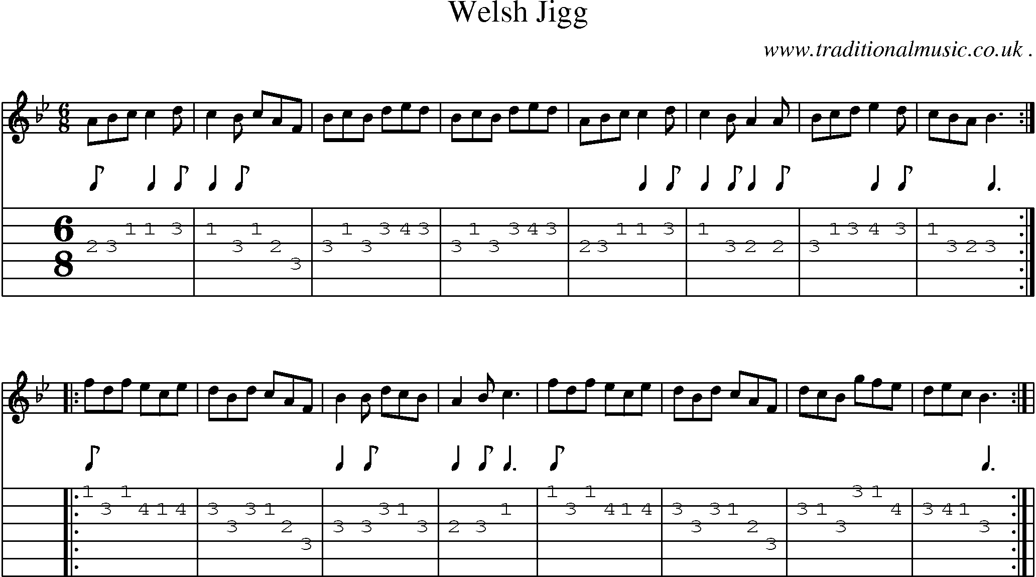 Sheet-Music and Guitar Tabs for Welsh Jigg
