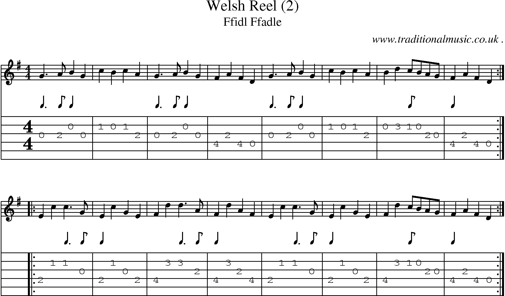 Sheet-Music and Guitar Tabs for Welsh Reel (2)