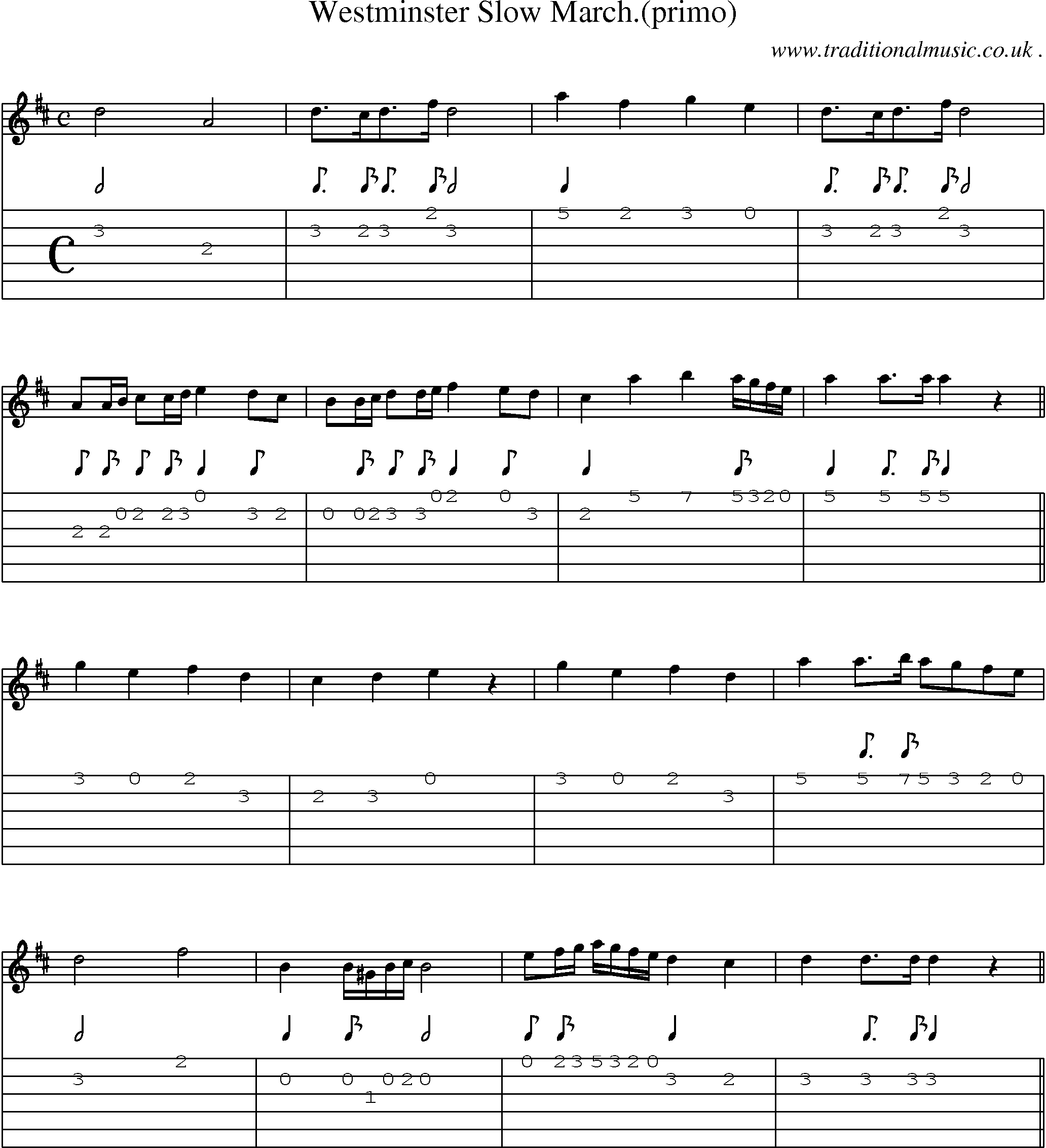 Sheet-Music and Guitar Tabs for Westminster Slow March