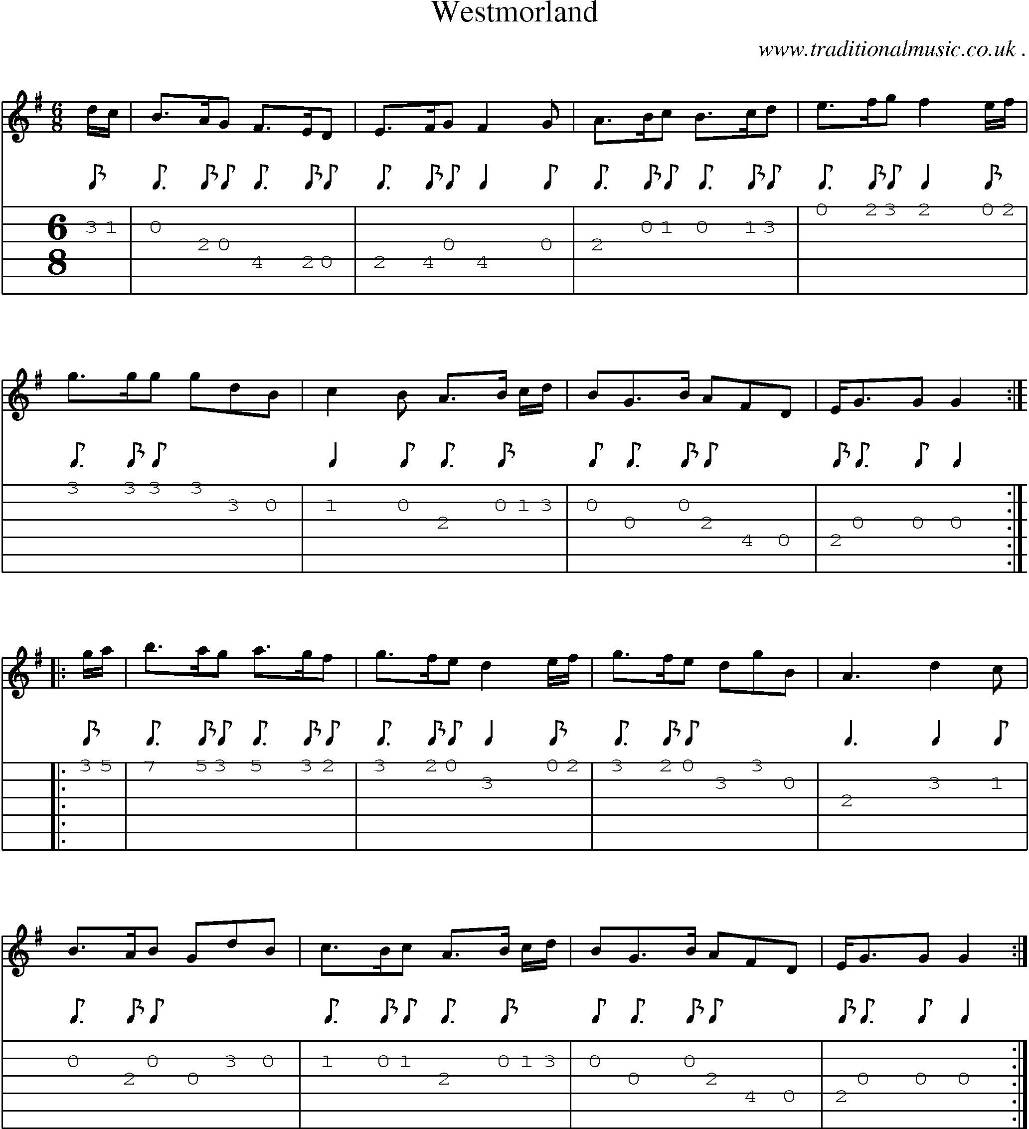 Sheet-Music and Guitar Tabs for Westmorland