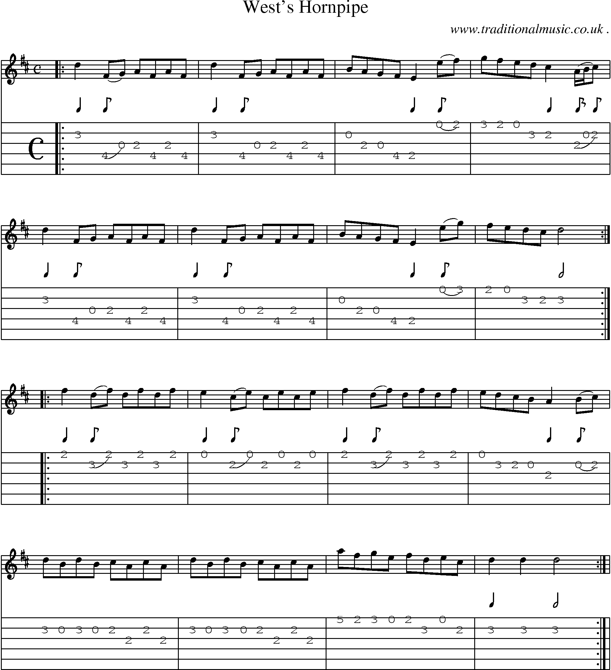 Sheet-Music and Guitar Tabs for Wests Hornpipe