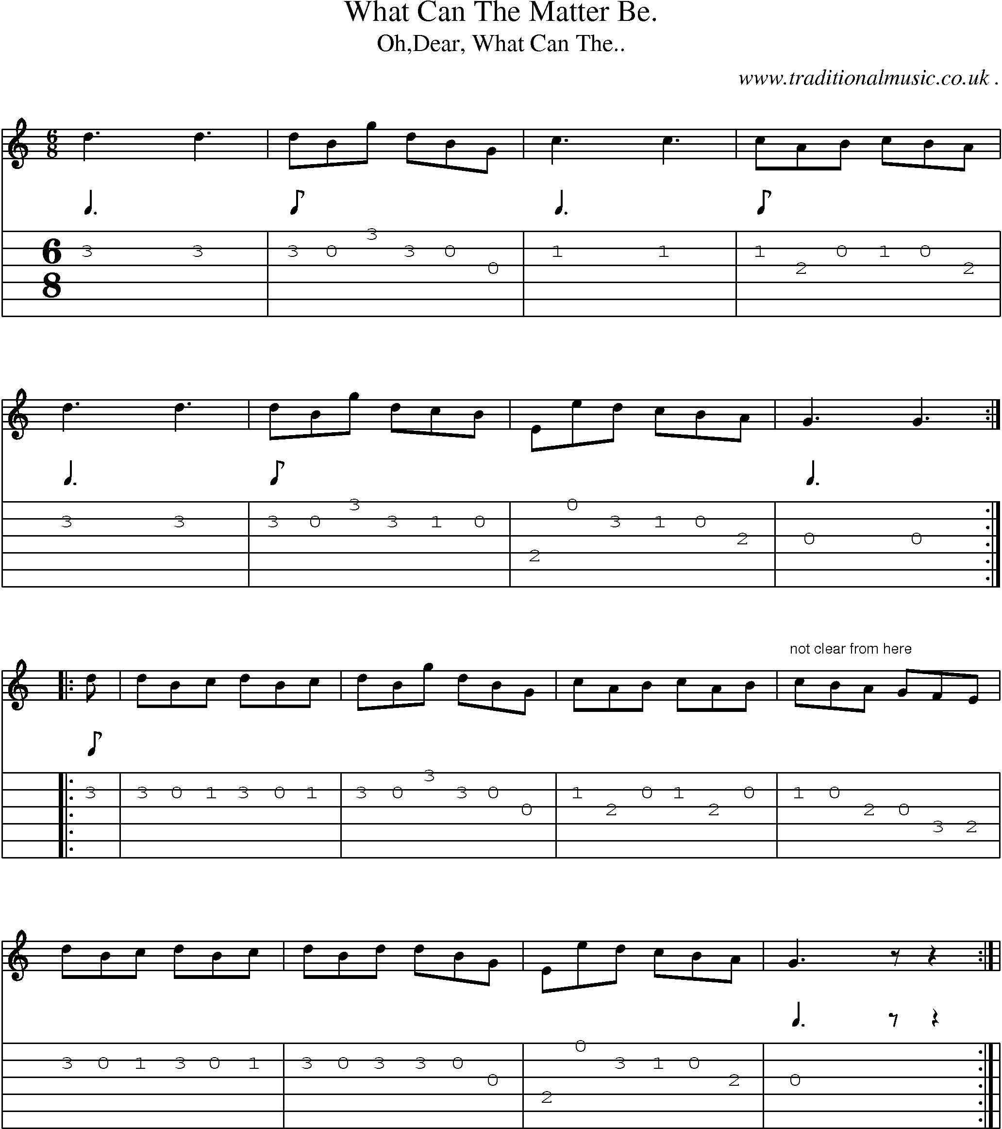 Sheet-Music and Guitar Tabs for What Can The Matter Be