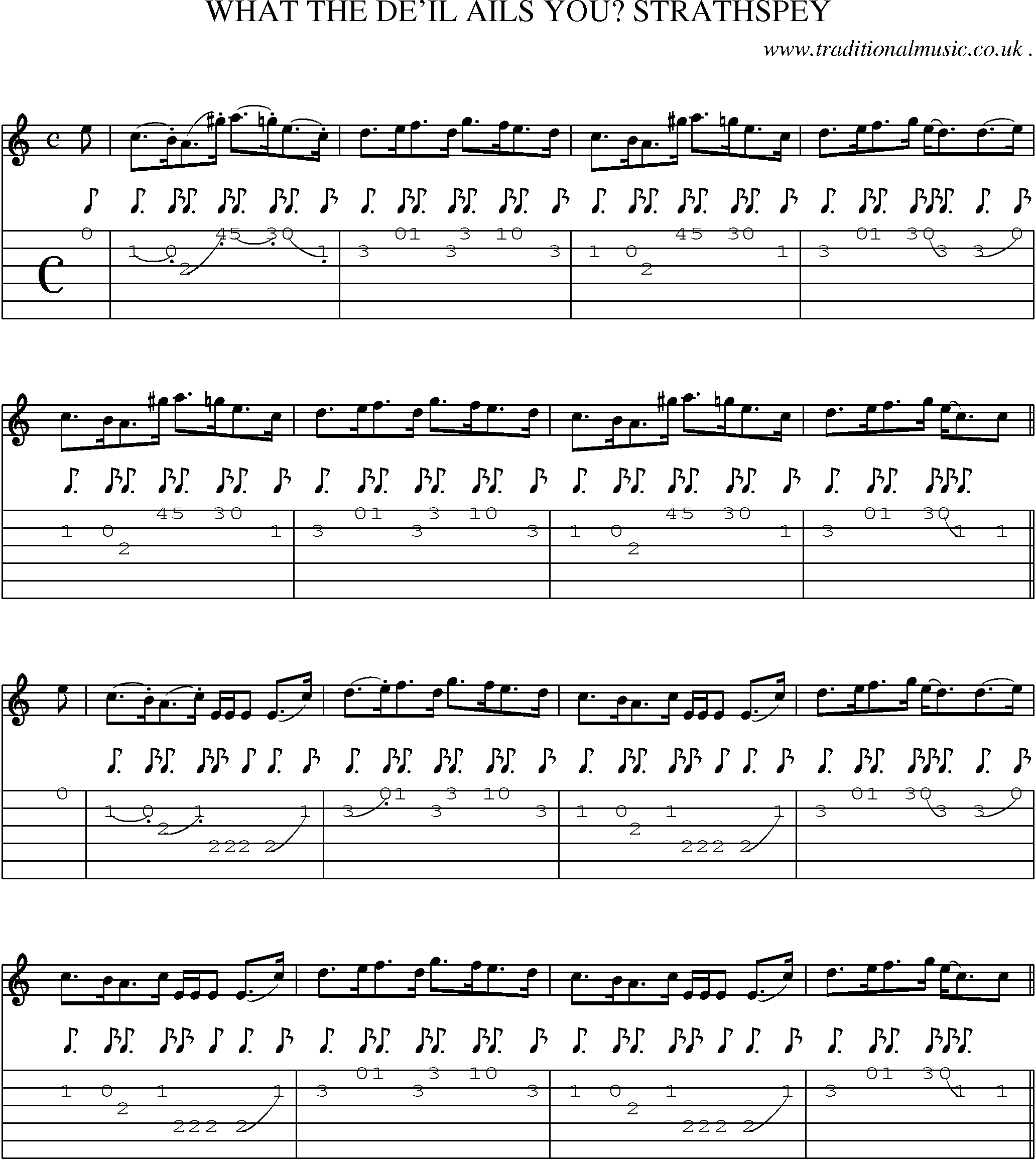 Sheet-Music and Guitar Tabs for What The Deil Ails You Strathspey
