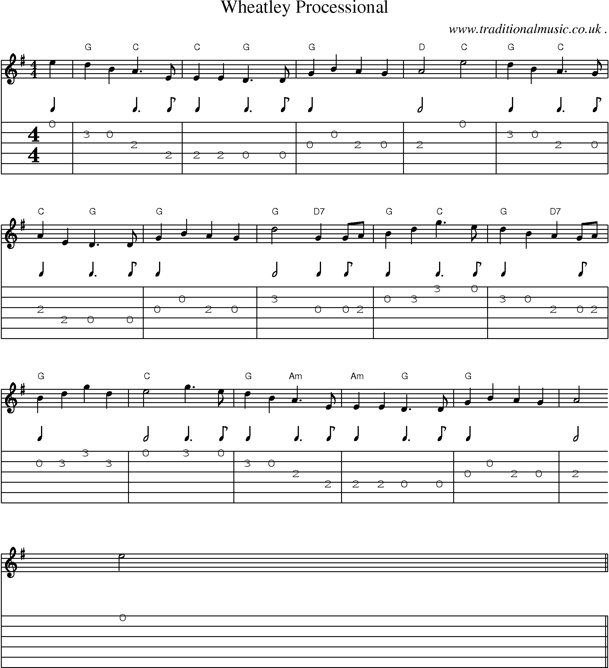 Sheet-Music and Guitar Tabs for Wheatley Processional